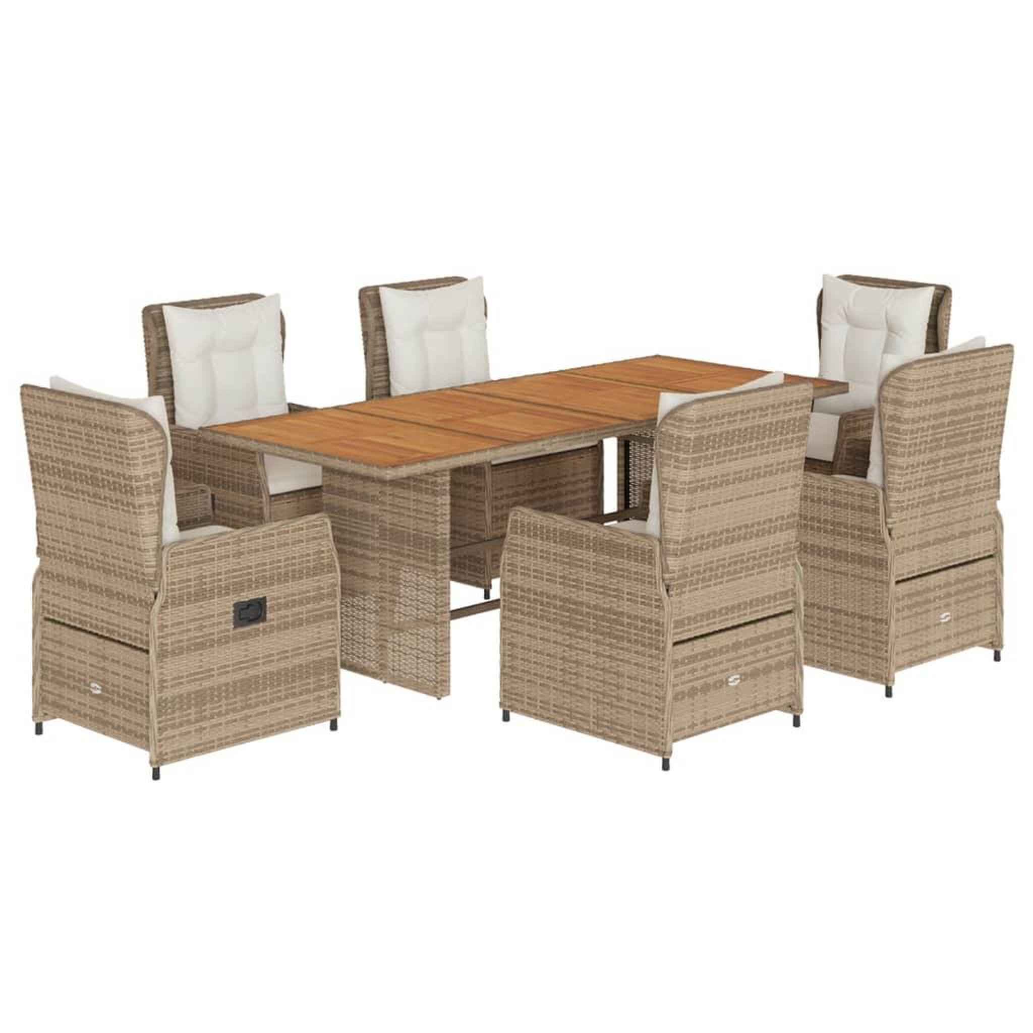 Voir la diapositive 2 : VIDAXL Ensemble a manger de jardin et coussins 7 pcs beige poly rotin