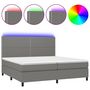 Voir la diapositive 2 : VIDAXL Sommier a lattes de lit et matelas et LED Gris fonce 200x200 cm