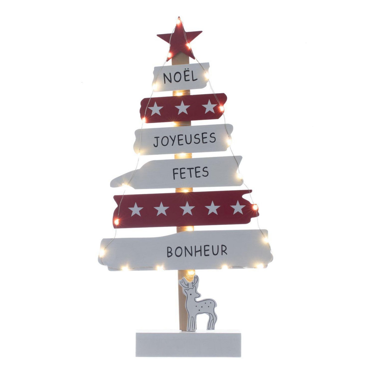 FEERIC LIGHT & CHRISTMAS Décoration de Noël à poser bois LED Xmas - Blanc