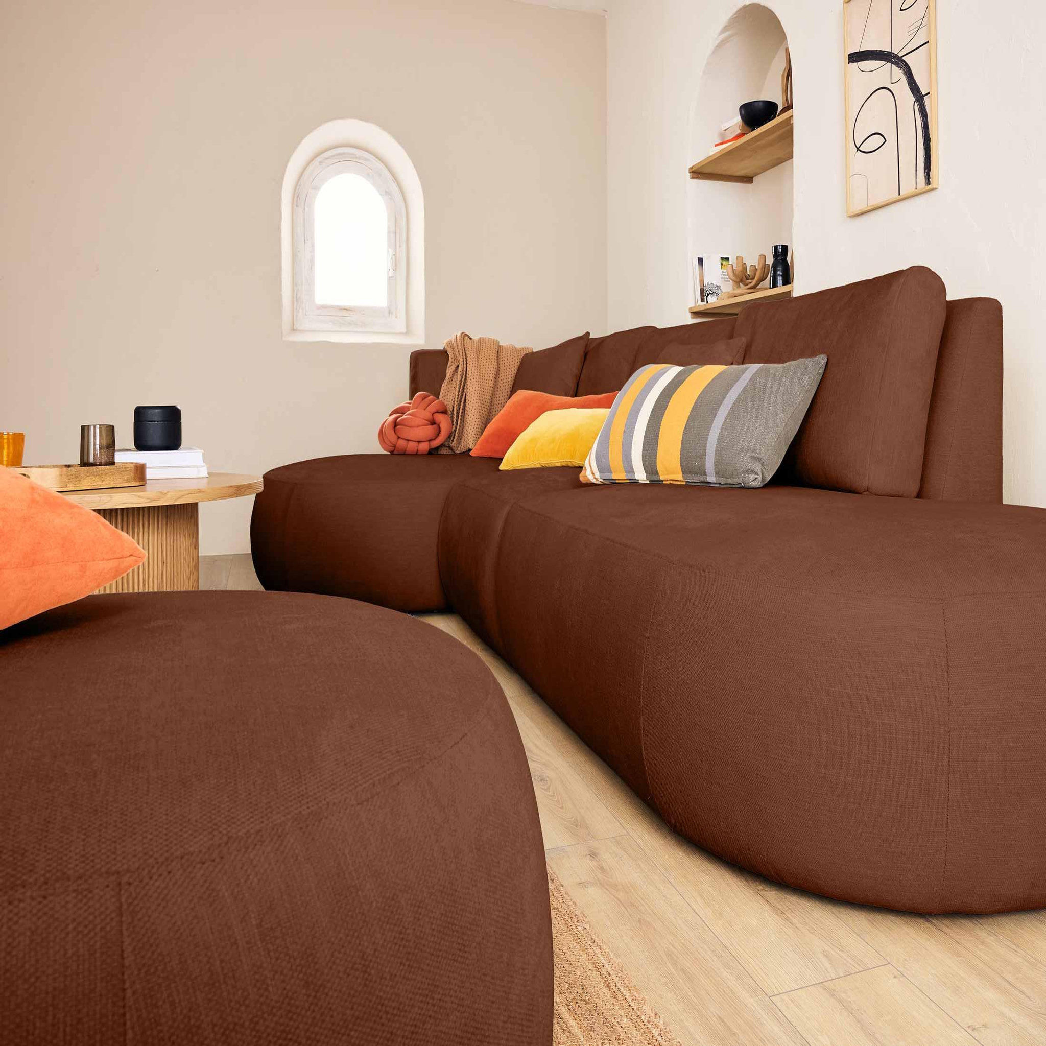 Voir la diapositive 3 : LISA DESIGN Santorini - module d'assise droit - en tissu texturé