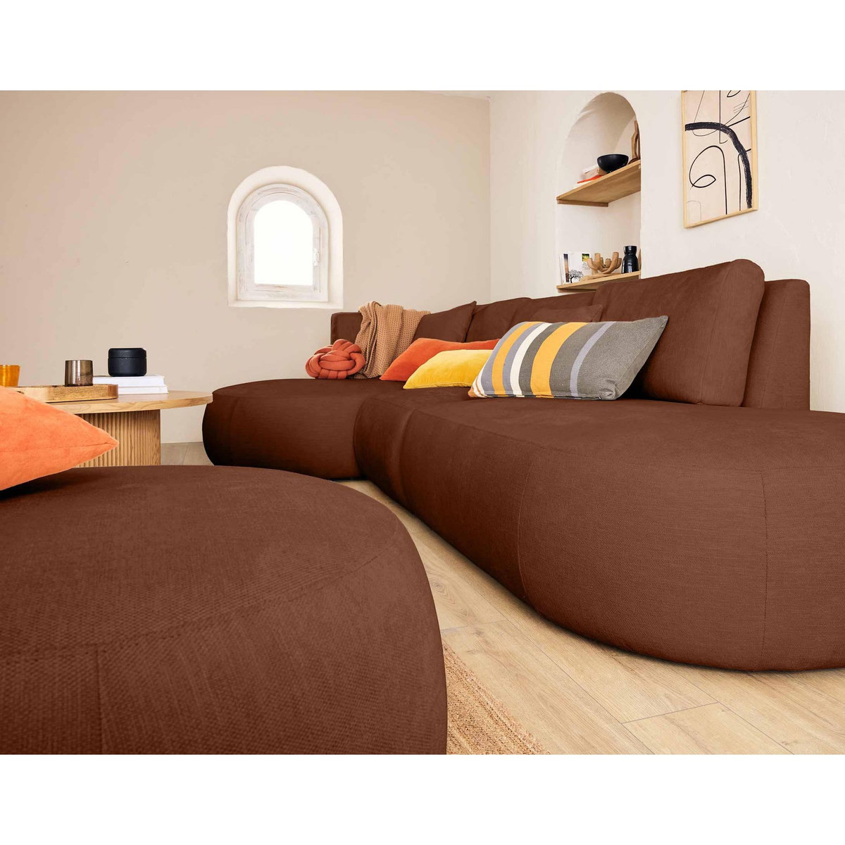 LISA DESIGN Santorini - module d'assise droit - en tissu texturé