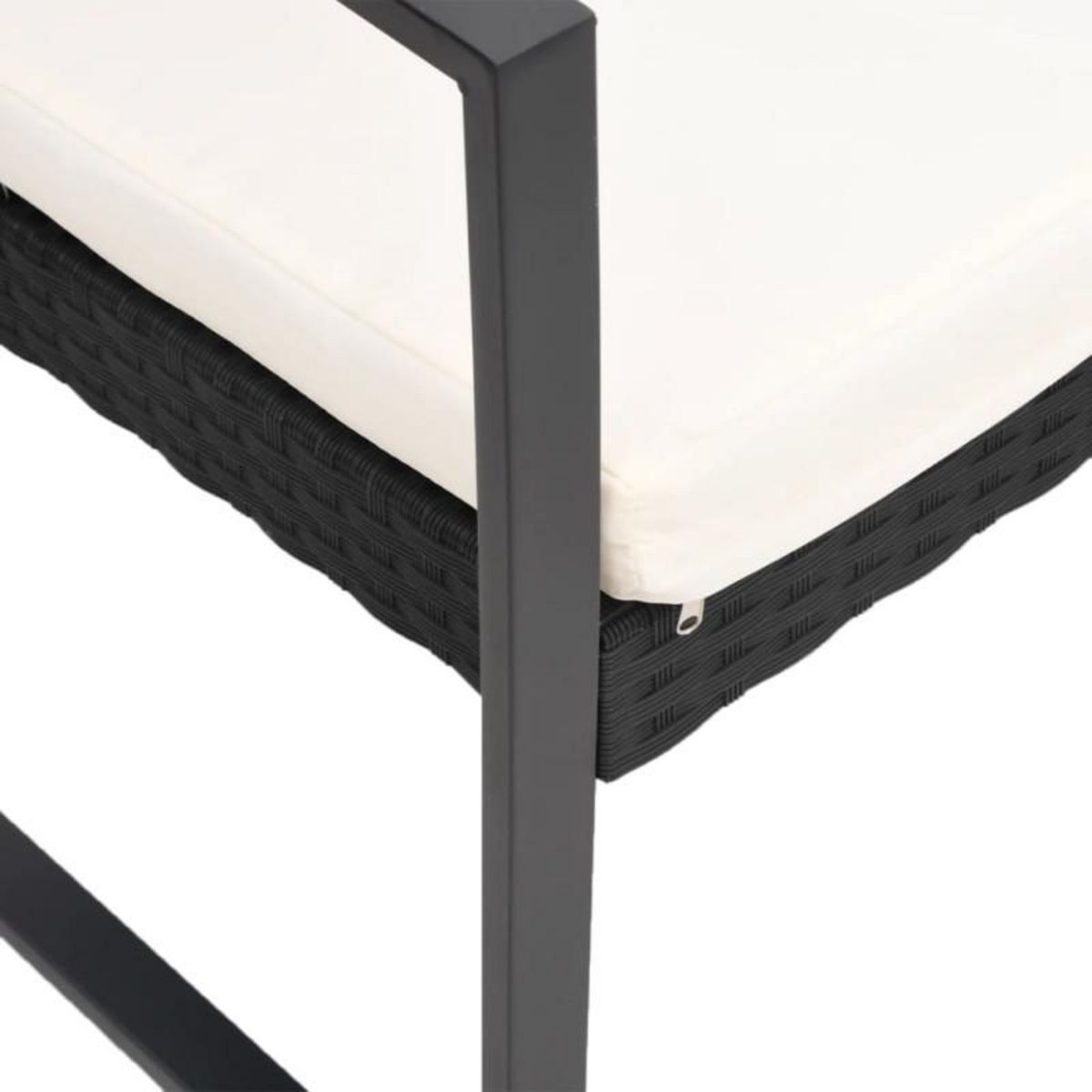 VIDAXL Banc de jardin à 3 places avec coussins noir rotin PP