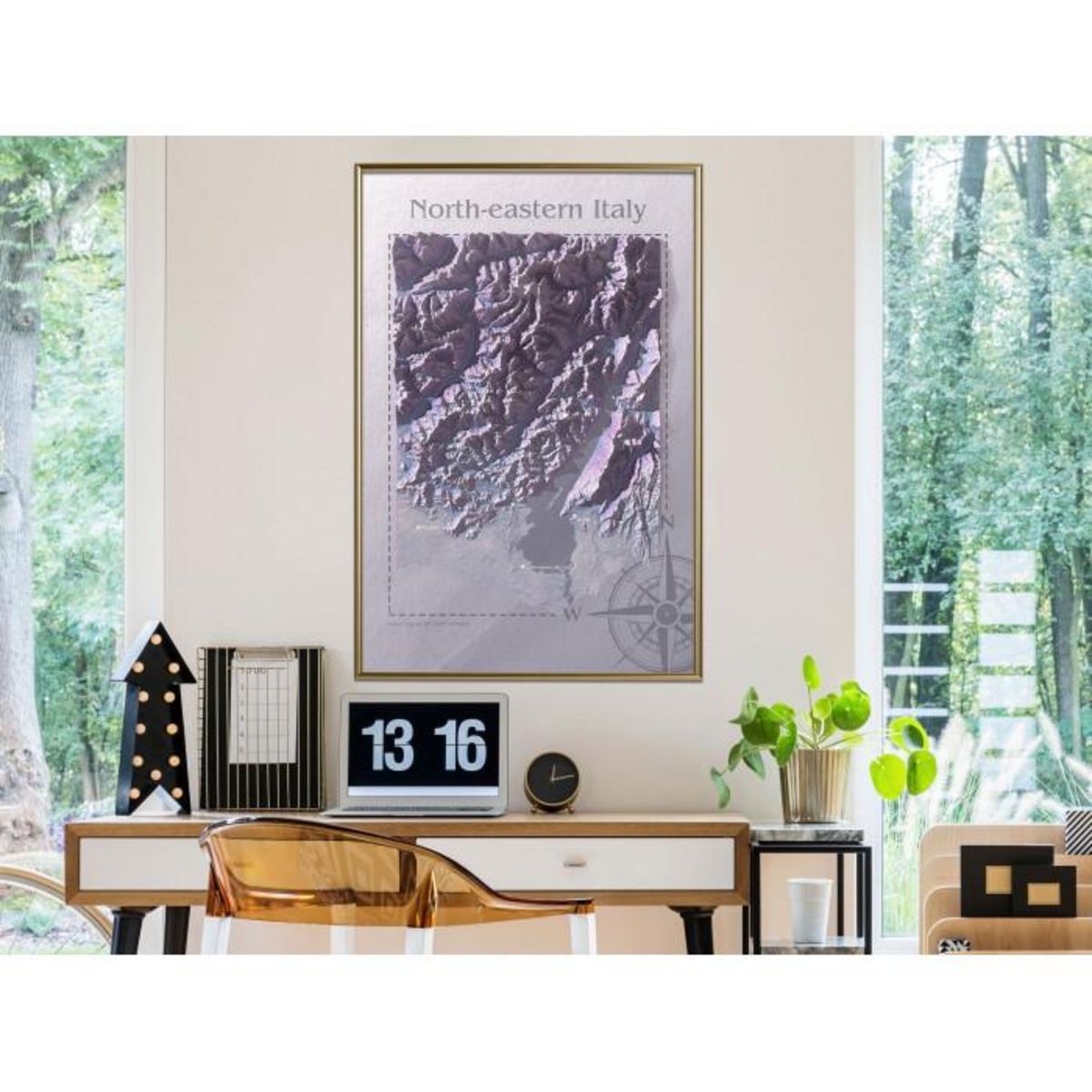 Paris Prix Affiche Murale Encadrée  Raised Relief Map North-Eastern Italy