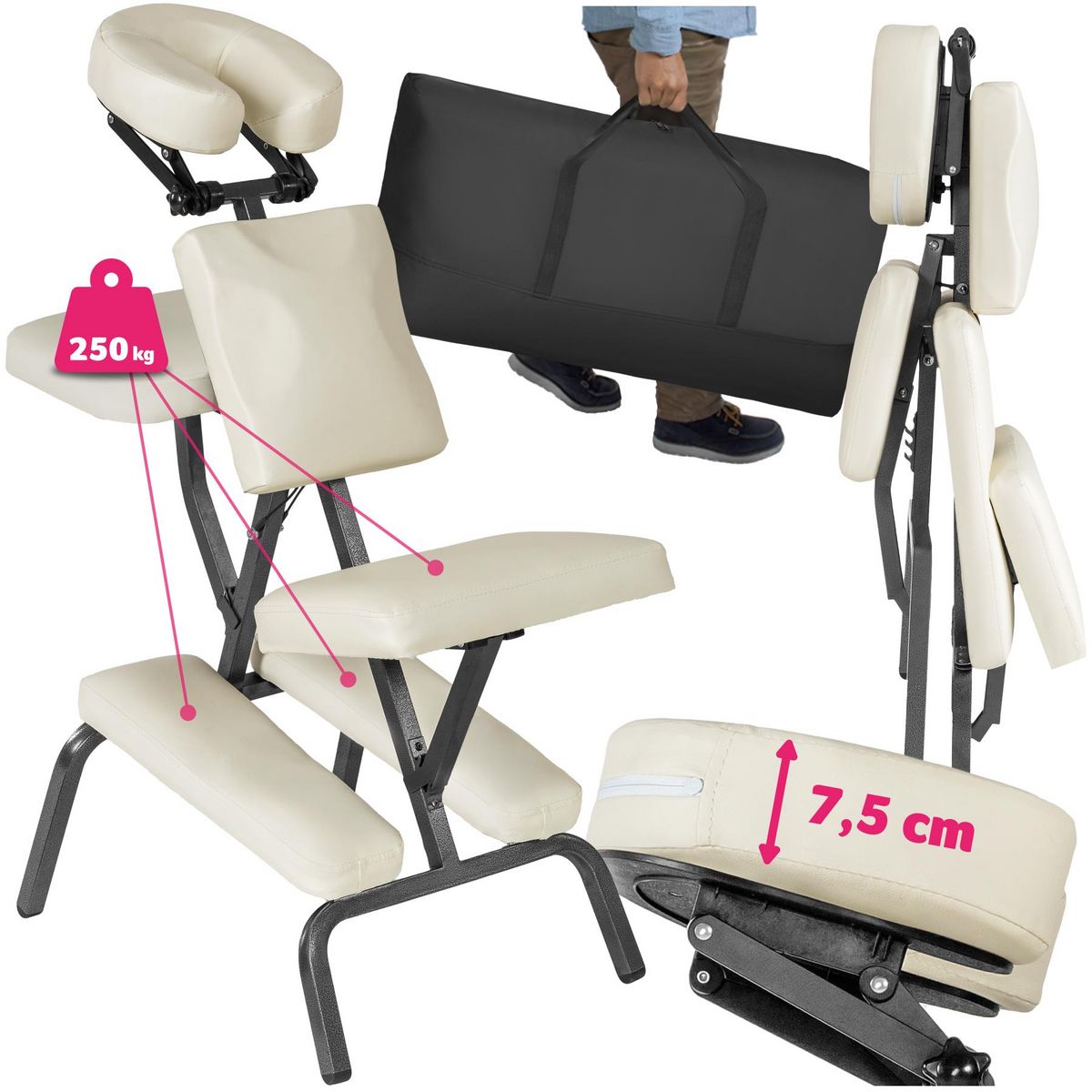 tectake Fauteuil de massage pliable beige