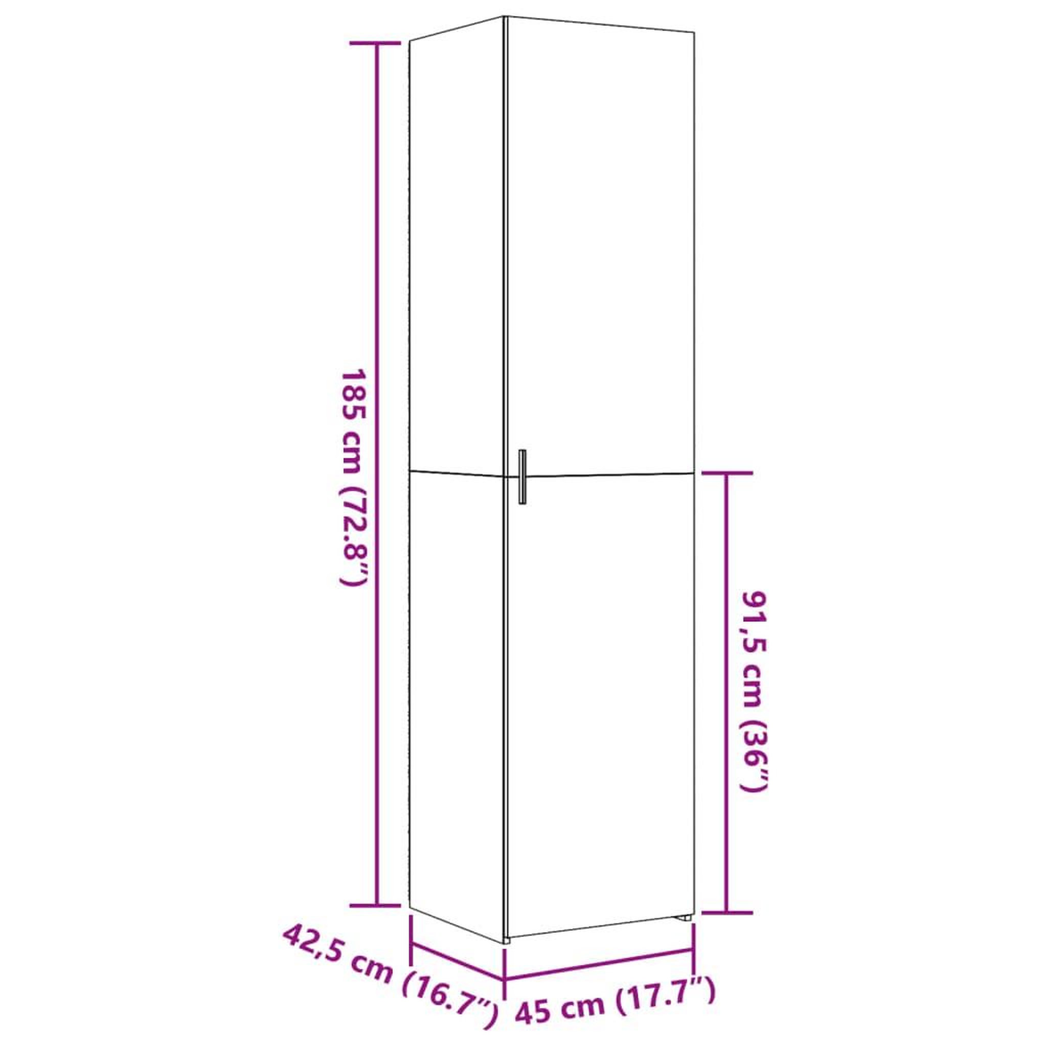 Voir la diapositive 6 : VIDAXL Buffet haut blanc 45x42,5x185 cm bois d'ingenierie