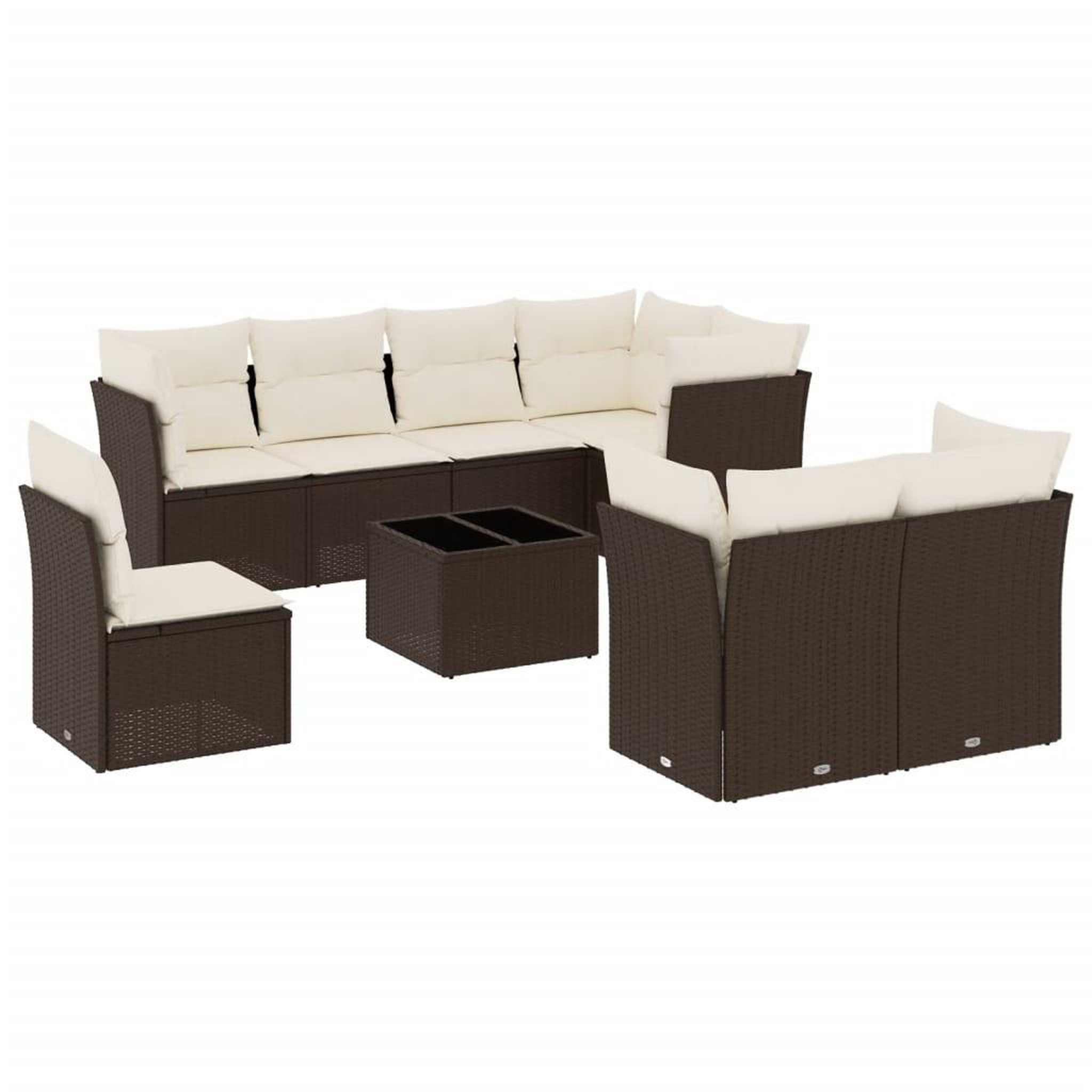 Voir la diapositive 2 : VIDAXL Salon de jardin avec coussins 9 pcs marron resine tressee