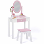 Voir la diapositive 1 : ID MARKET Coiffeuse enfant BETTANY avec miroir et tabouret