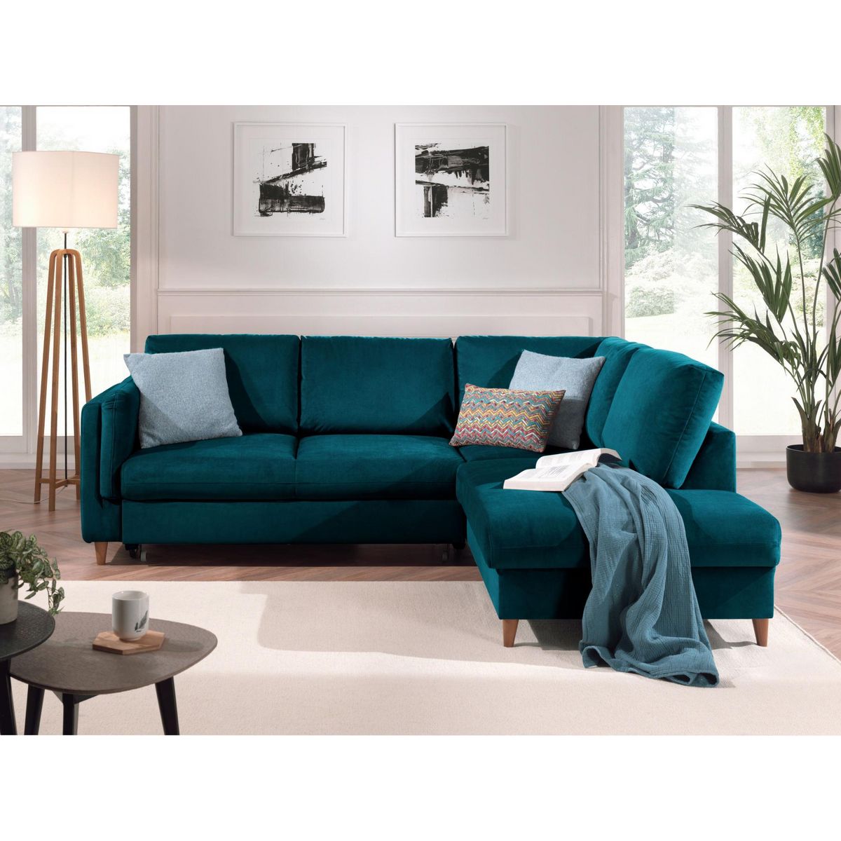 LISA DESIGN Brooke - canapé d'angle droit - convertible - 5 places - en velours