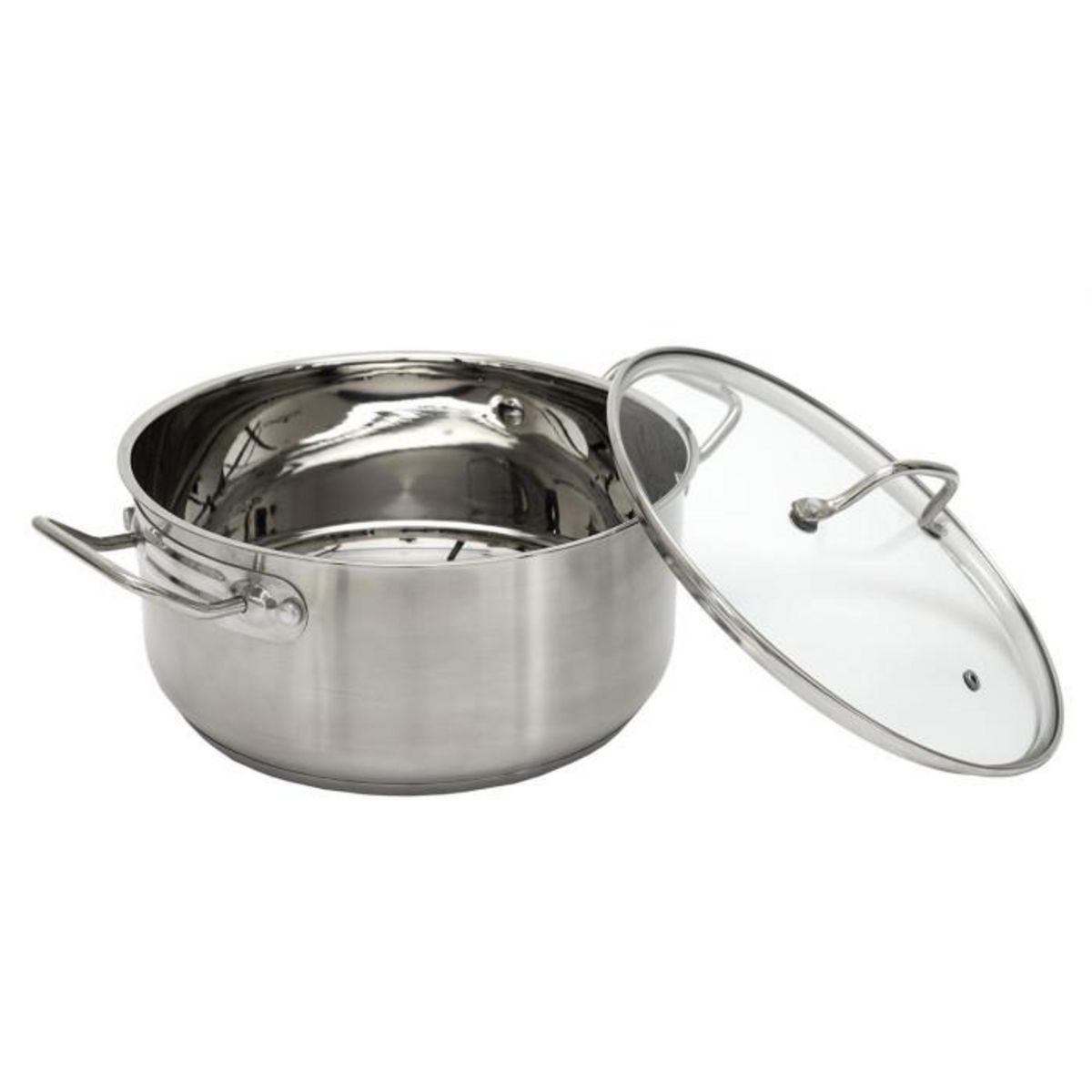 Paris Prix Faitout Avec Couvercle en Verre  Inox  24cm Argent