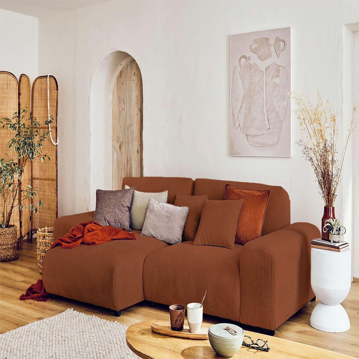 LISA DESIGN Garance - canapé d'angle réversible - 4 places - en velours côtelé