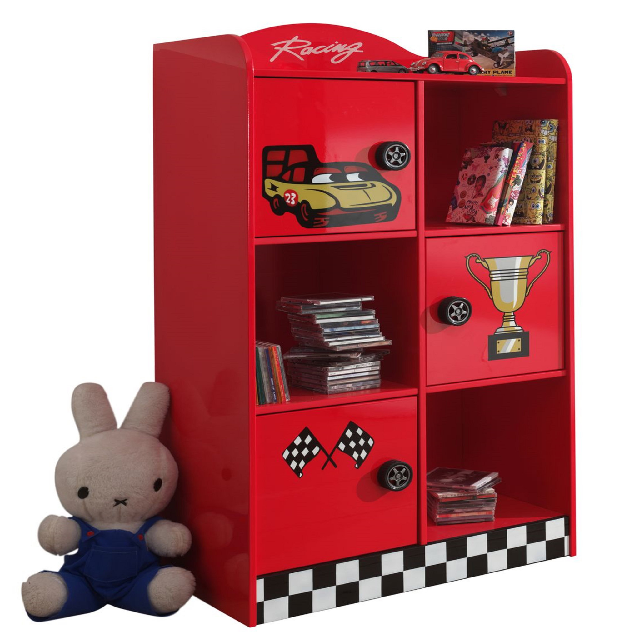 Voir la diapositive 1 : Armoire enfant rouge 3 portes esprit racing SPEED