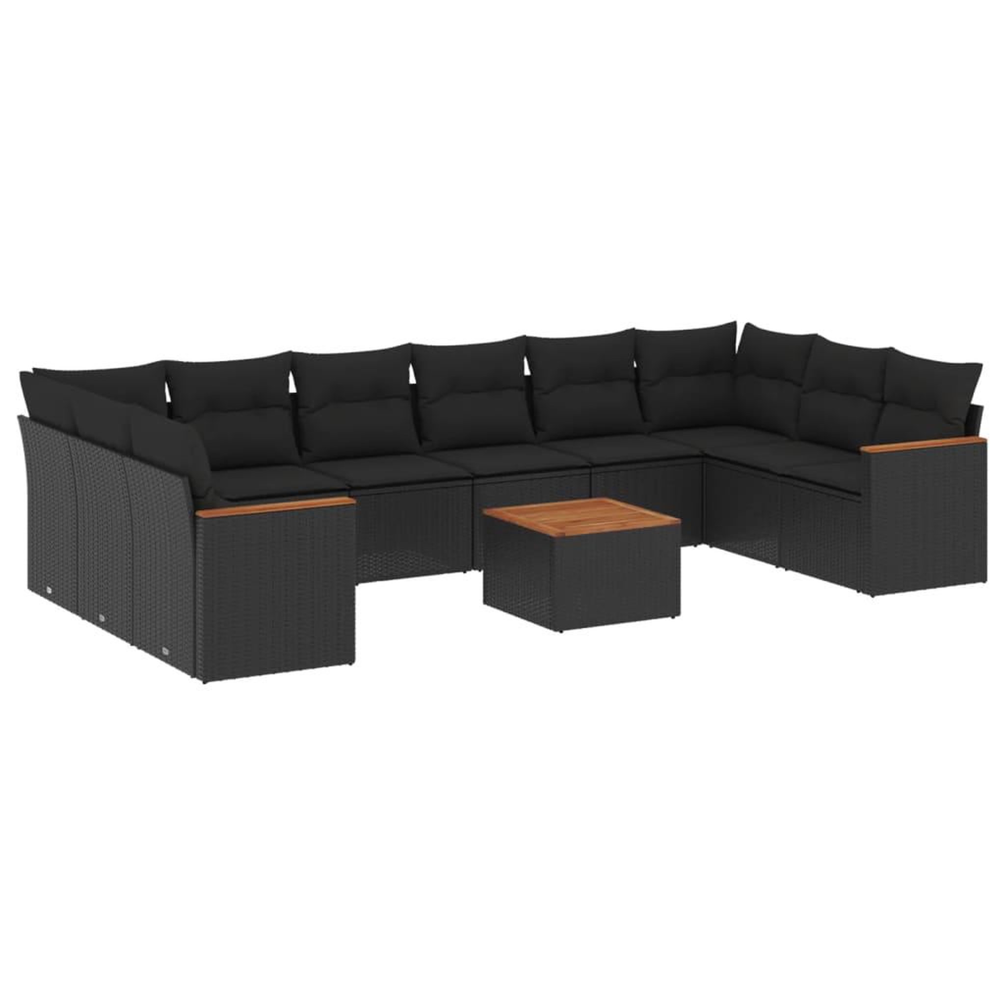 Voir la diapositive 2 : VIDAXL Salon de jardin 11 pcs avec coussins noir resine tressee