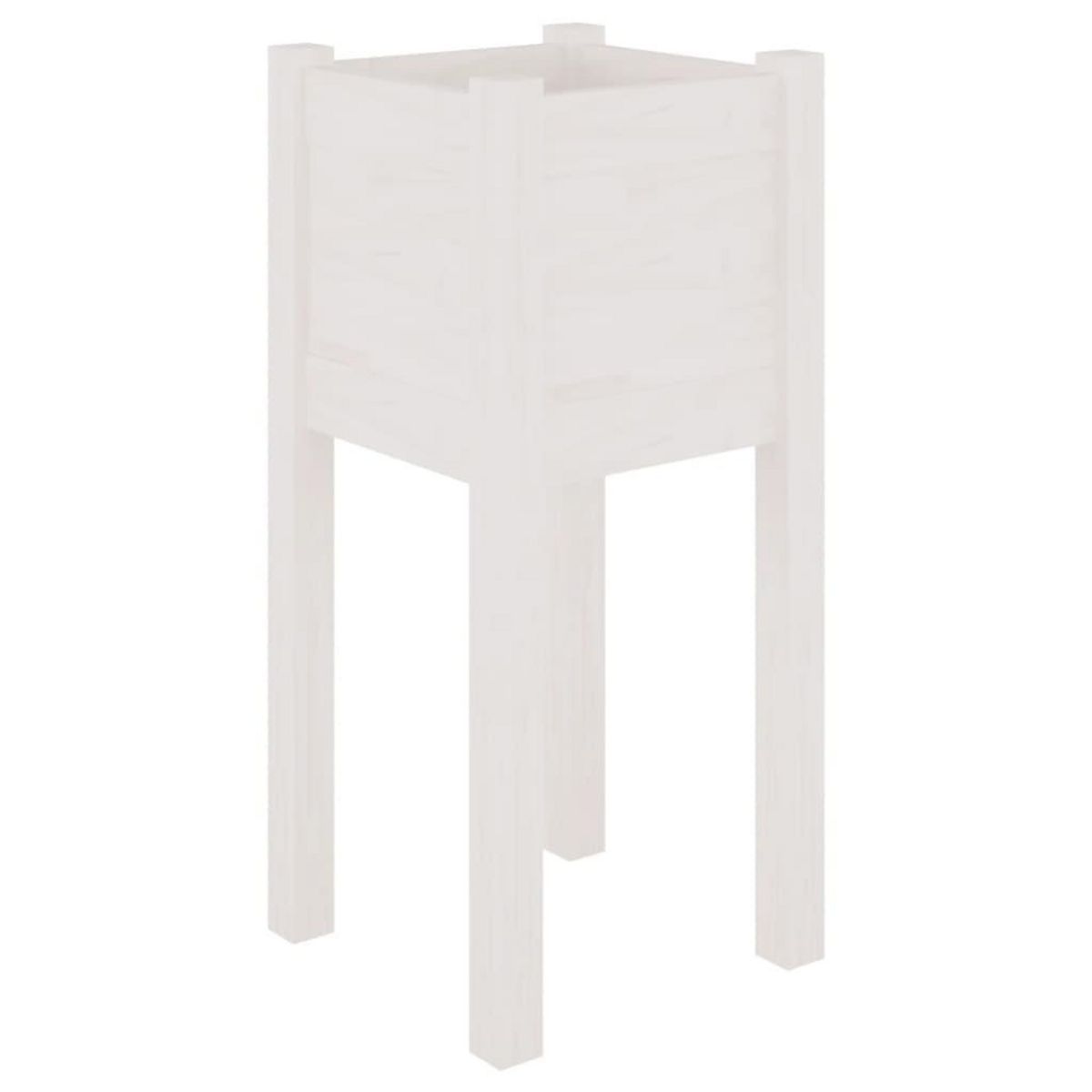VIDAXL Jardiniere d'exterieur Blanc 31x31x70 cm Bois de pin massif