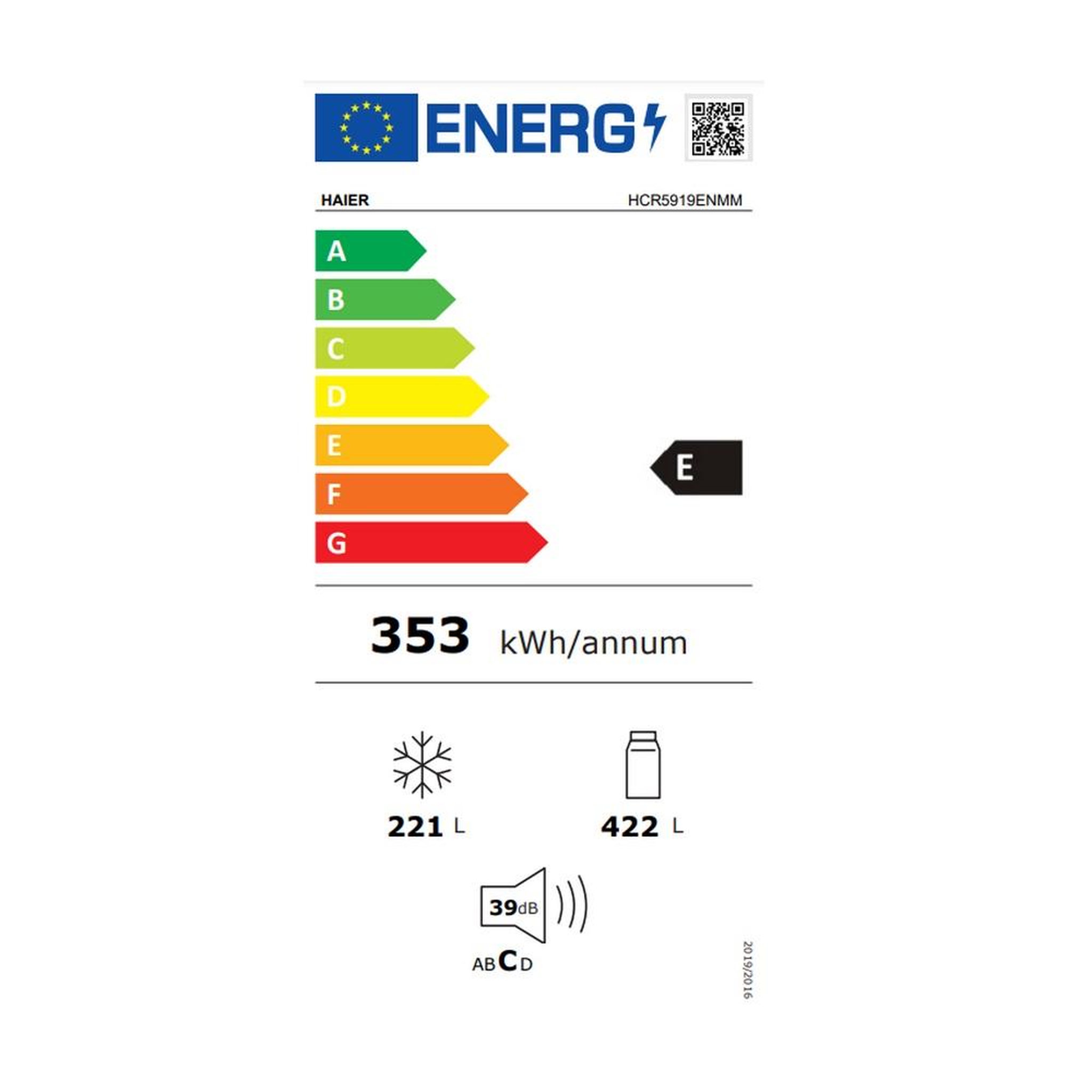 Voir la diapositive 2 : HAIER Réfrigérateur américain 90cm 422l nofrost - hcr5919enmm