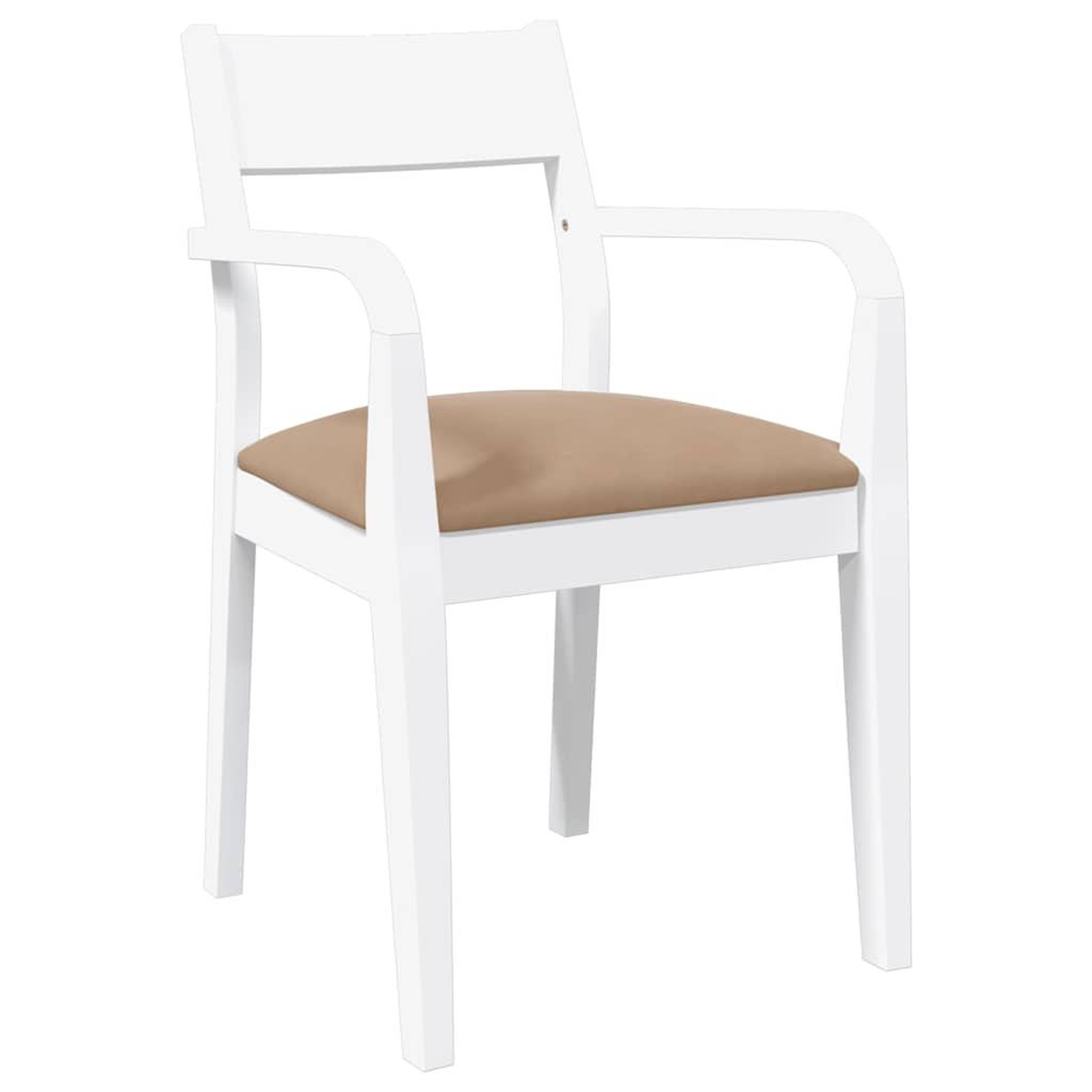 Voir la diapositive 4 : VIDAXL Chaises a manger coussins 2 pcs blanc bois massif caoutchouc