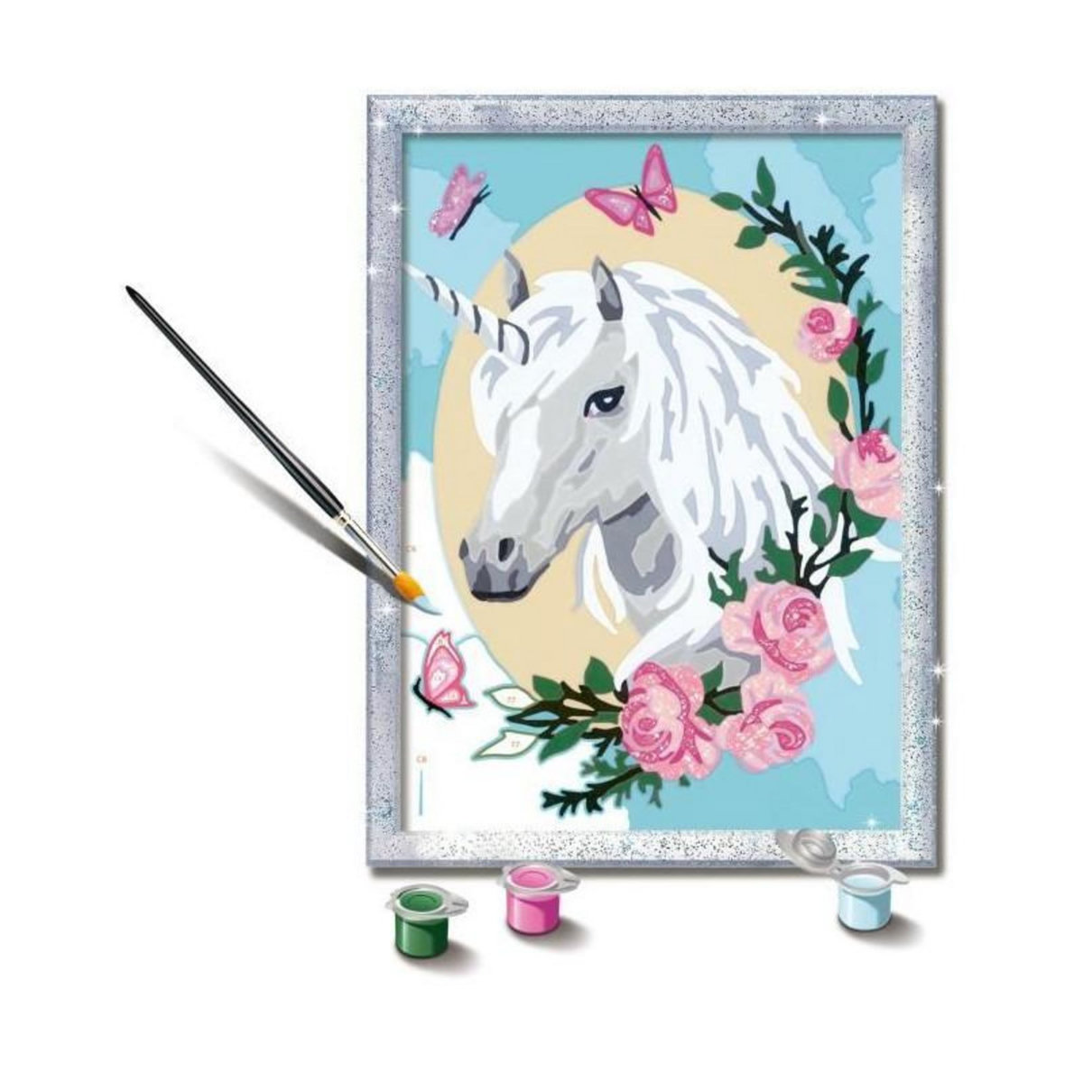 RAVENSBURGER CreArt Kids 18x24cm Licorne fleurie, des 9 ans, Kit de peinture par numéros Numéro d'Art, 25834, Ravensburger