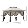 Voir la diapositive 3 : OUTSUNNY Tonnelle barnum de jardin pop-up pliant 3,64L x 3,64l x 2,94H m acier polyester moustiquaires + sac de transport à roulettes beige marron