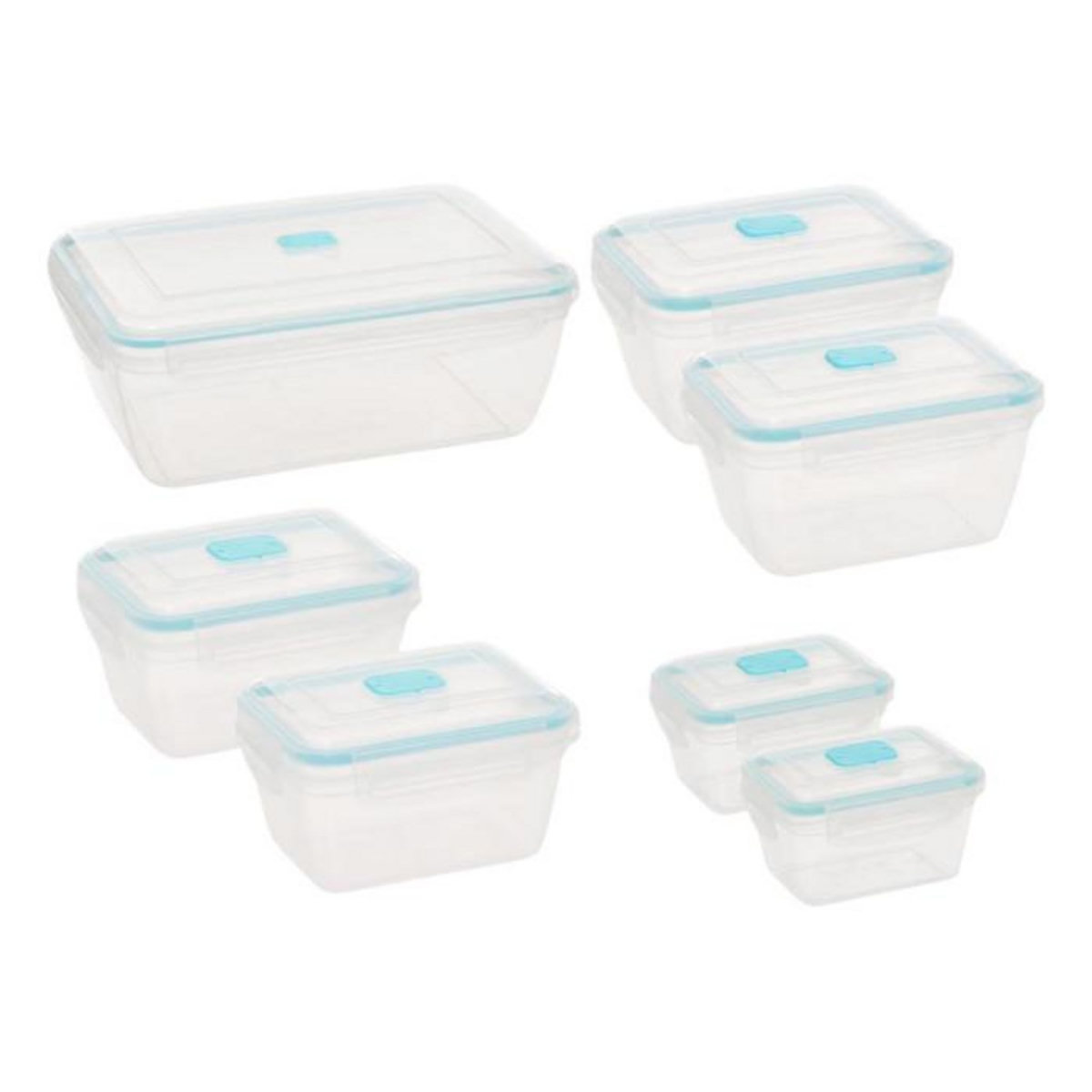 FIVE Lot de 7 Boîtes de Conservation  Blue  32cm Transparent