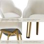 Voir la diapositive 5 : tectake Chaise de salle à manger rembourrée en velours côtelé crème/or Lot de 2