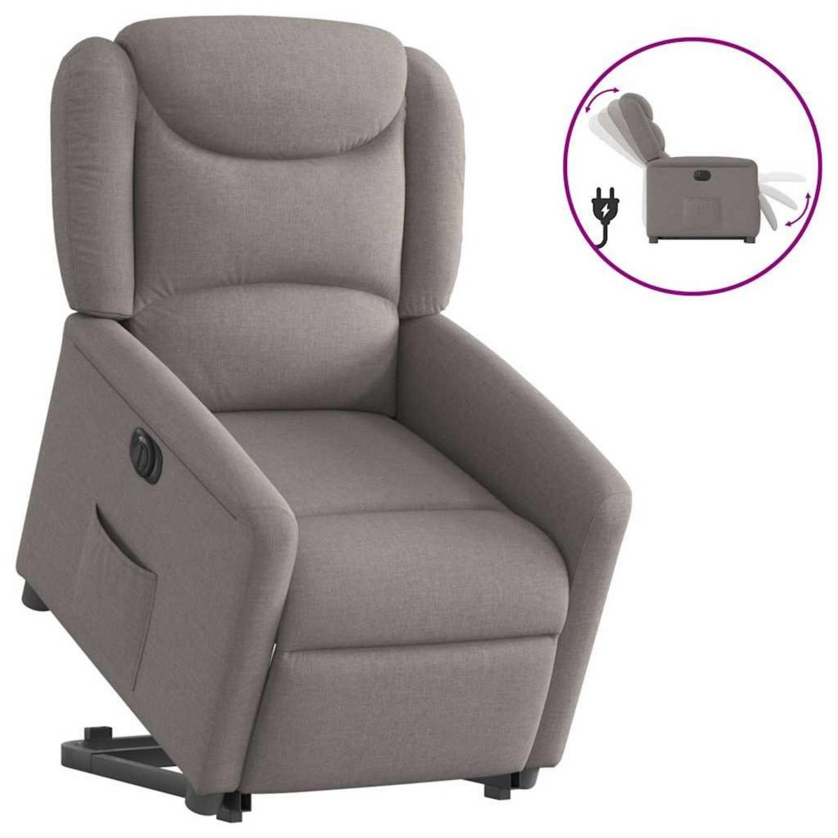 VIDAXL Fauteuil inclinable electrique taupe tissu
