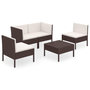 Voir la diapositive 2 : VIDAXL Salon de jardin 5 pcs avec coussins resine tressee marron