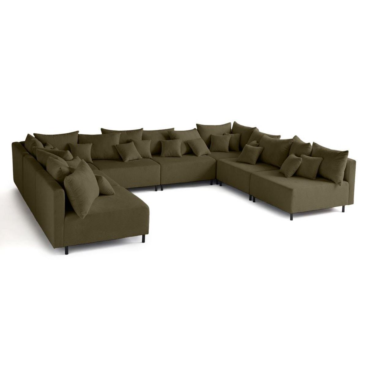 LISA DESIGN Edinburg - canapé modulable panoramique 8 places - en velours côtelé