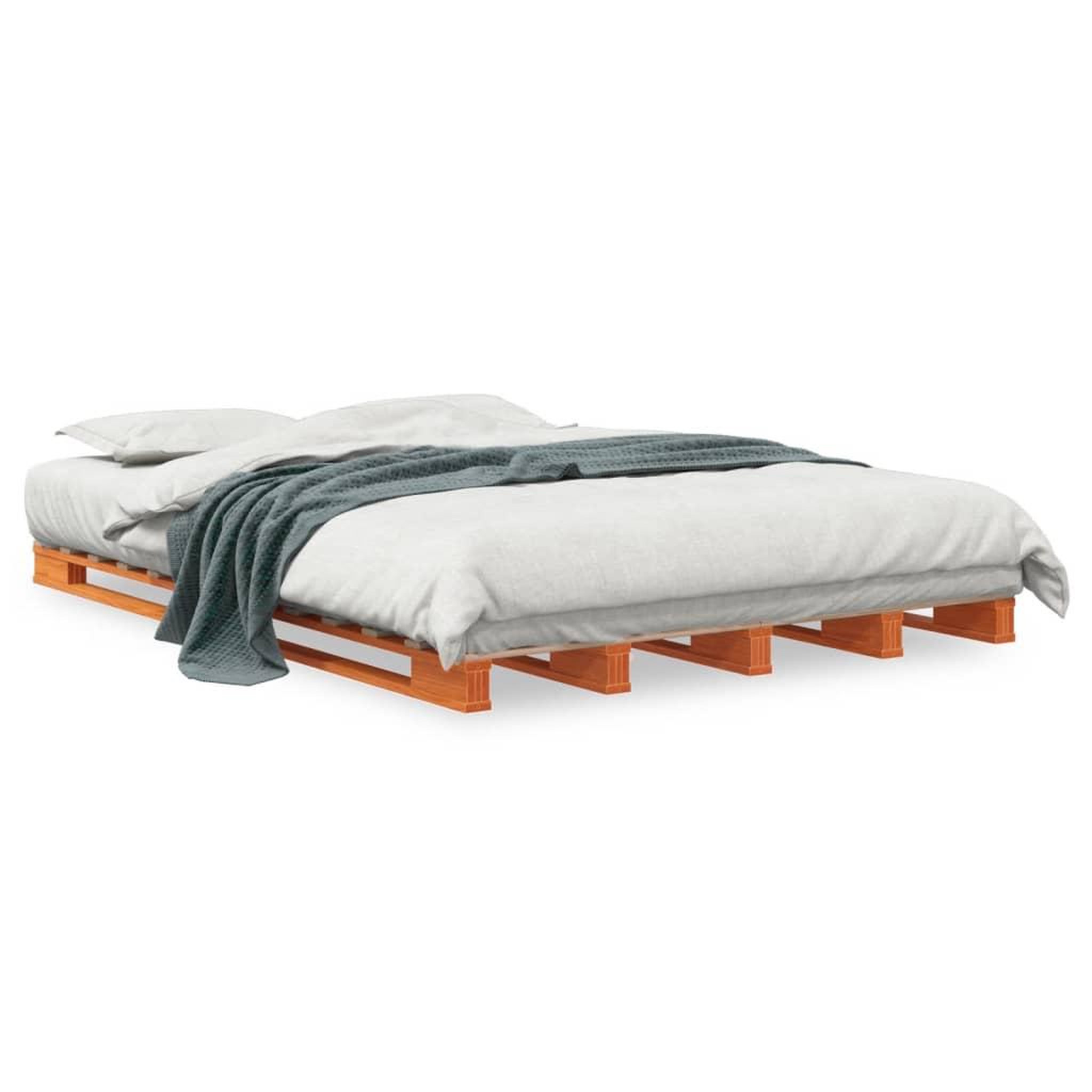 Voir la diapositive 2 : VIDAXL Lit de palette sans matelas cire marron 140x200 cm pin massif