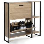 ID MARKET Meuble à chaussures 12 paires LUIS 2 portes avec étagère design industriel