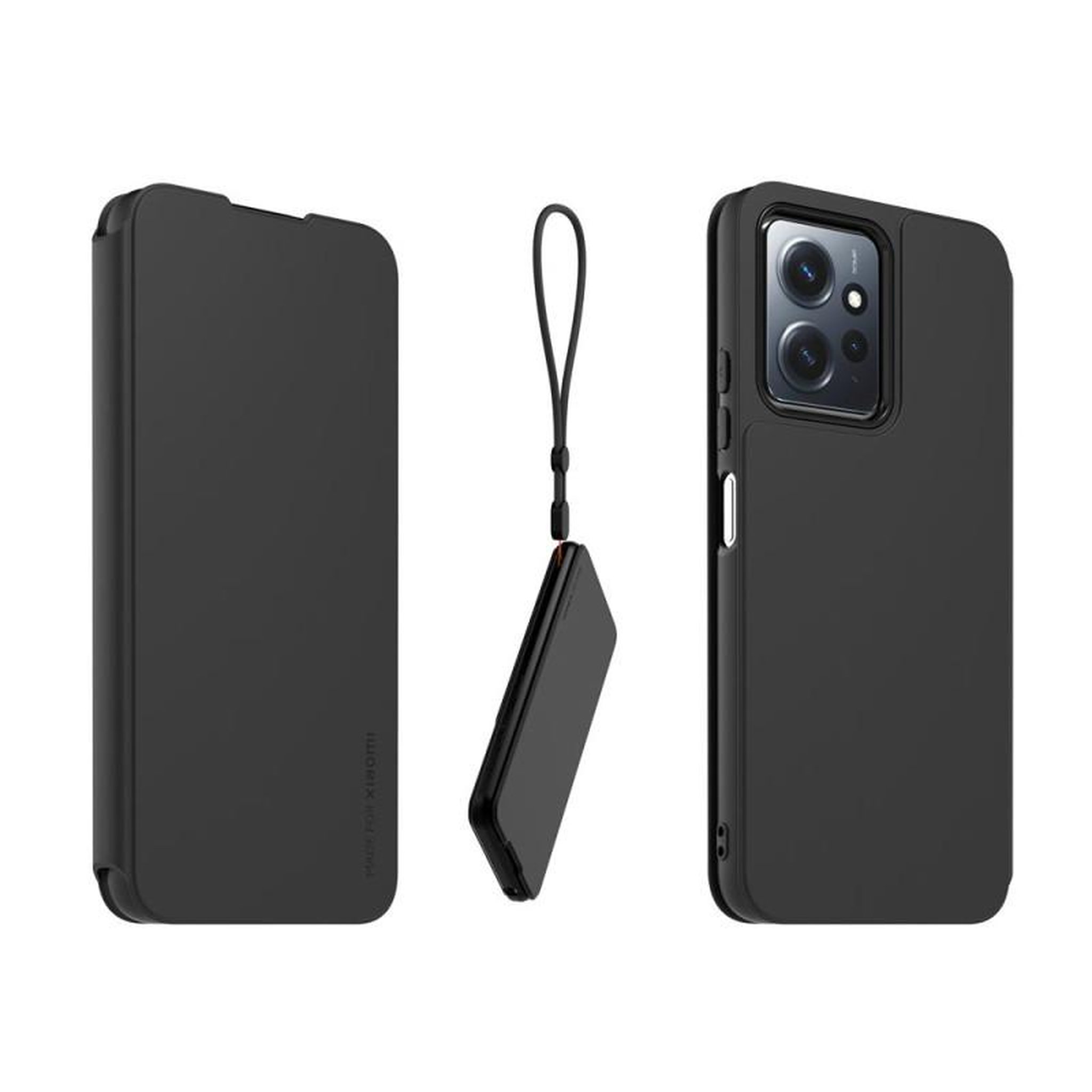 MADE FOR XIAOMI Etui folio à rabat avec dragonne amovible pour Redmi Note 12 4G Noir