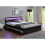 Voir la diapositive 2 : CONCEPT USINE Structure de lit LED avec rangements 160 x 200 cm noir ENFIELD