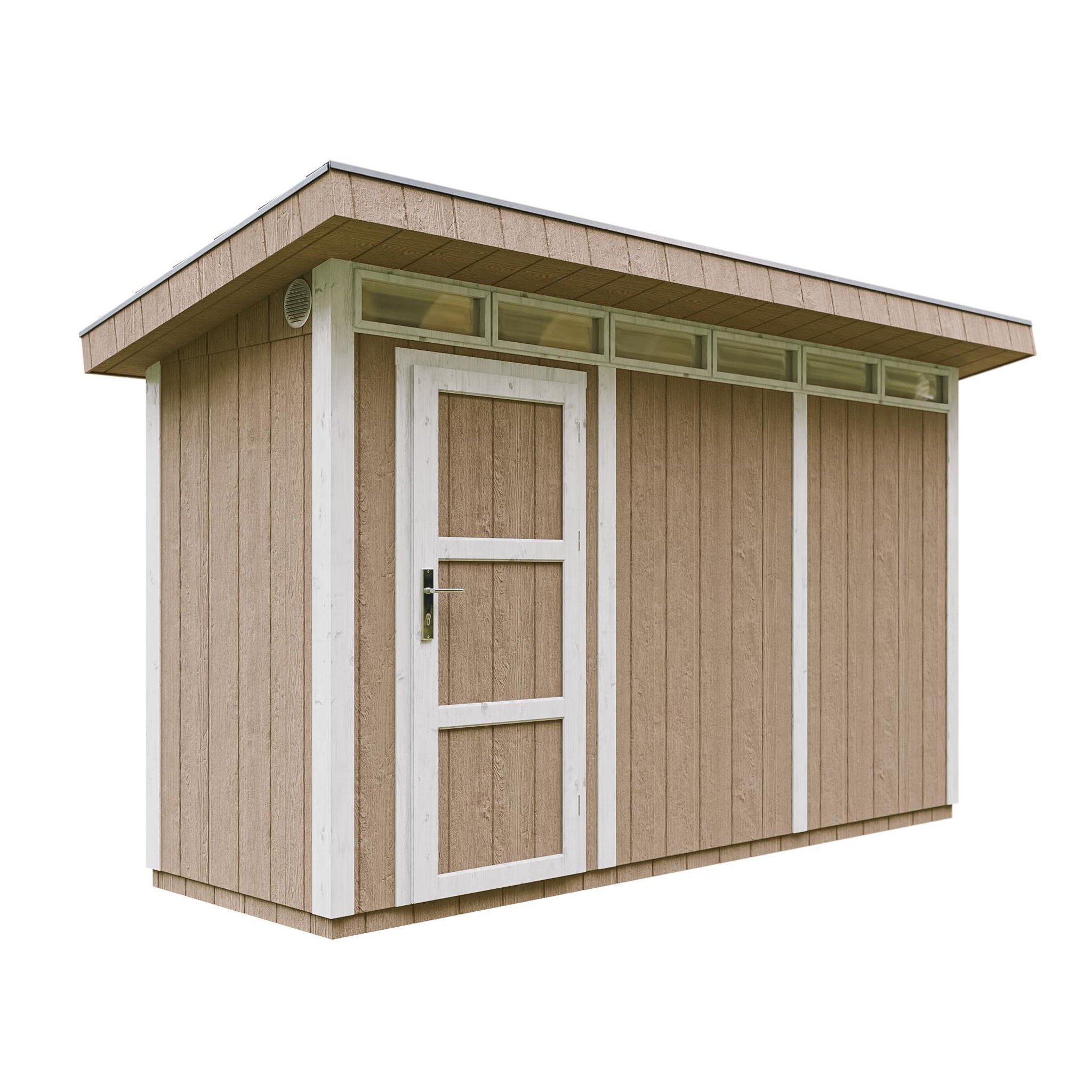 Voir la diapositive 1 : TIMBELA Abri de Jardin Qualité Premium 4m² /L161xL412xH239 cm avec sol, bardeaux bitumineux M902