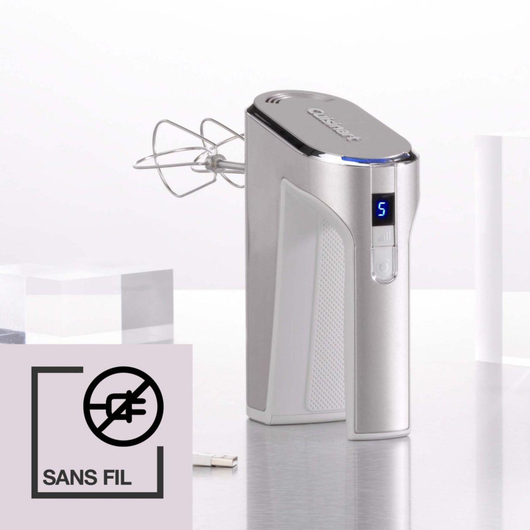Voir la diapositive 3 : Cuisinart Batteur RHM100E Sans Fil Argent