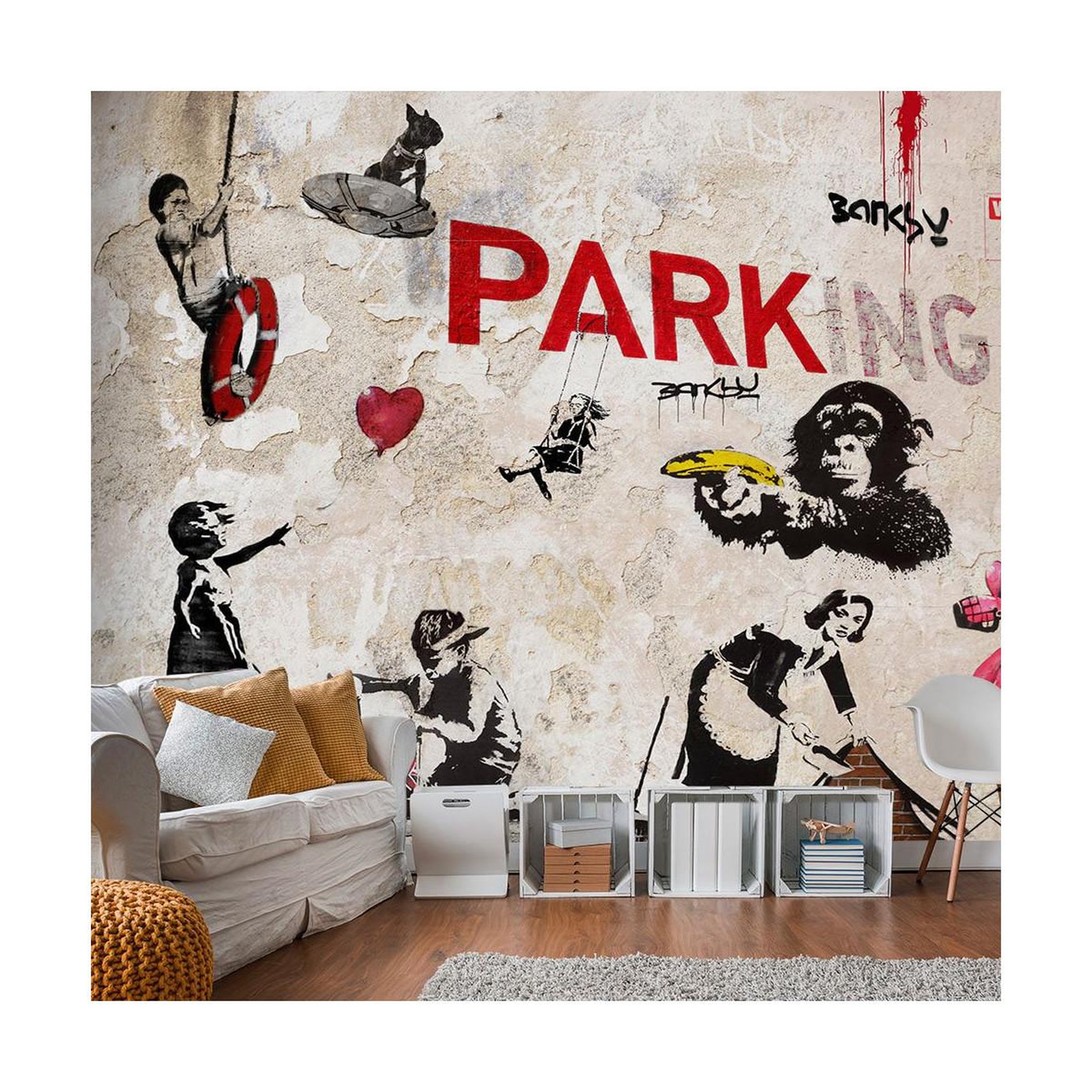 Voir la diapositive 1 : Paris Prix Papier Peint  Banksy - Graffiti Collage