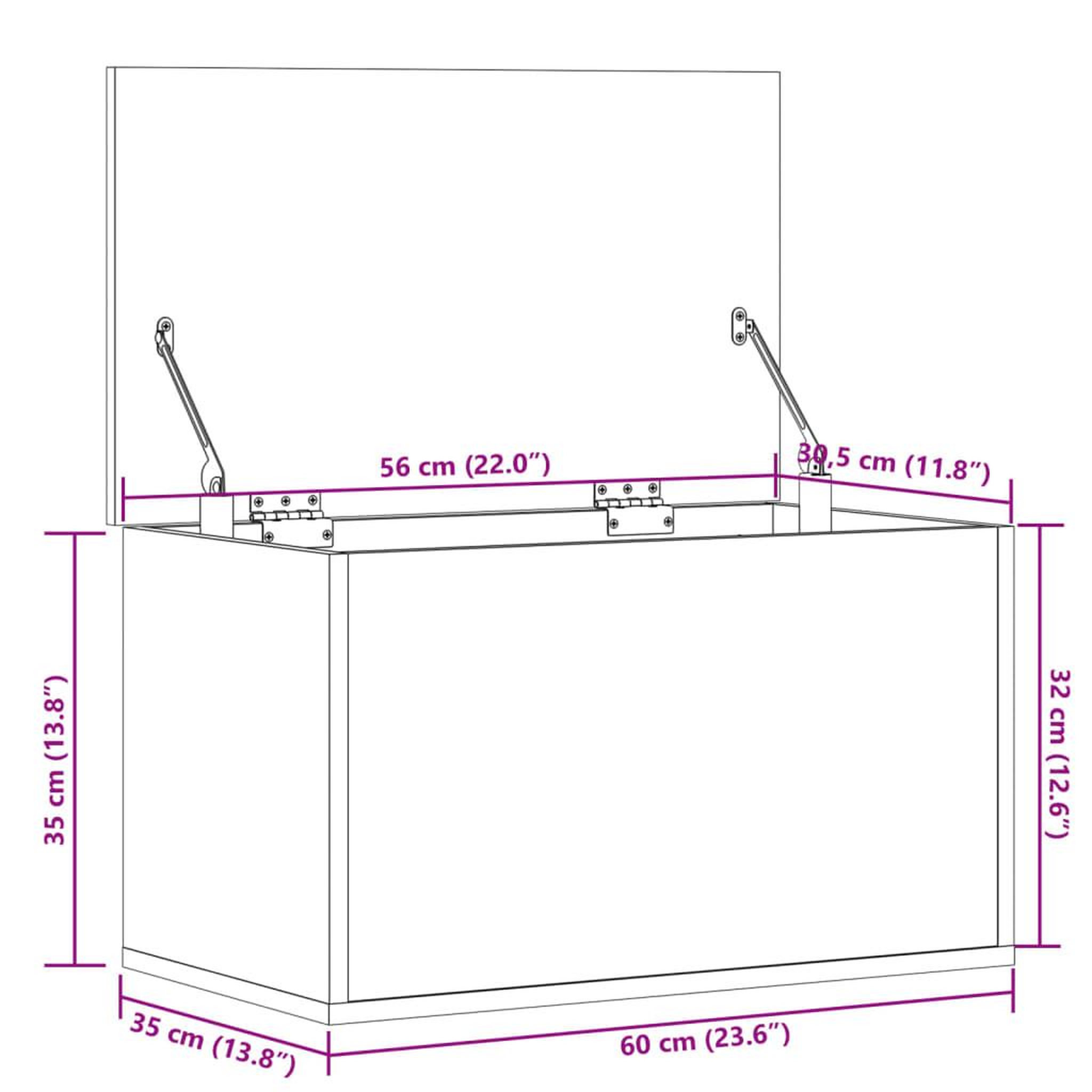 Voir la diapositive 6 : VIDAXL Boîte de rangement blanc 60x35x35 cm bois d'ingenierie
