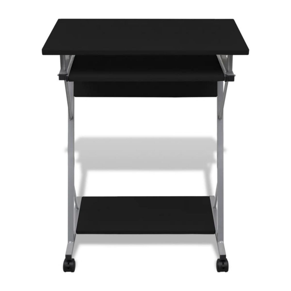 VIDAXL Bureau d'ordinateur compact avec plateau a clavier Noir