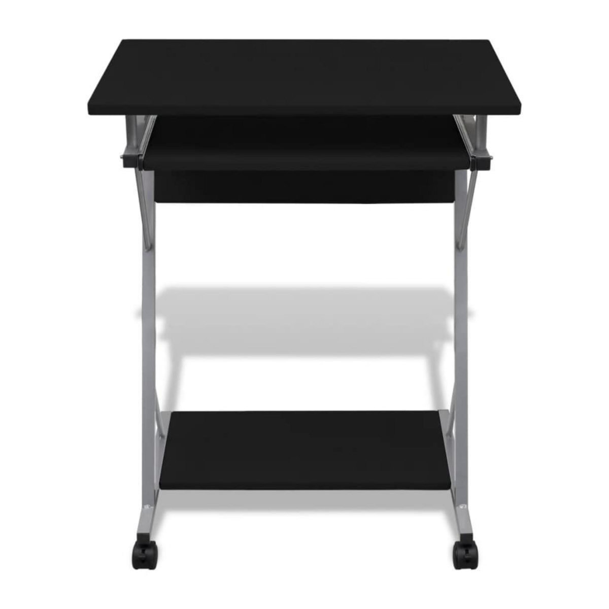 VIDAXL Bureau d'ordinateur compact avec plateau a clavier Noir
