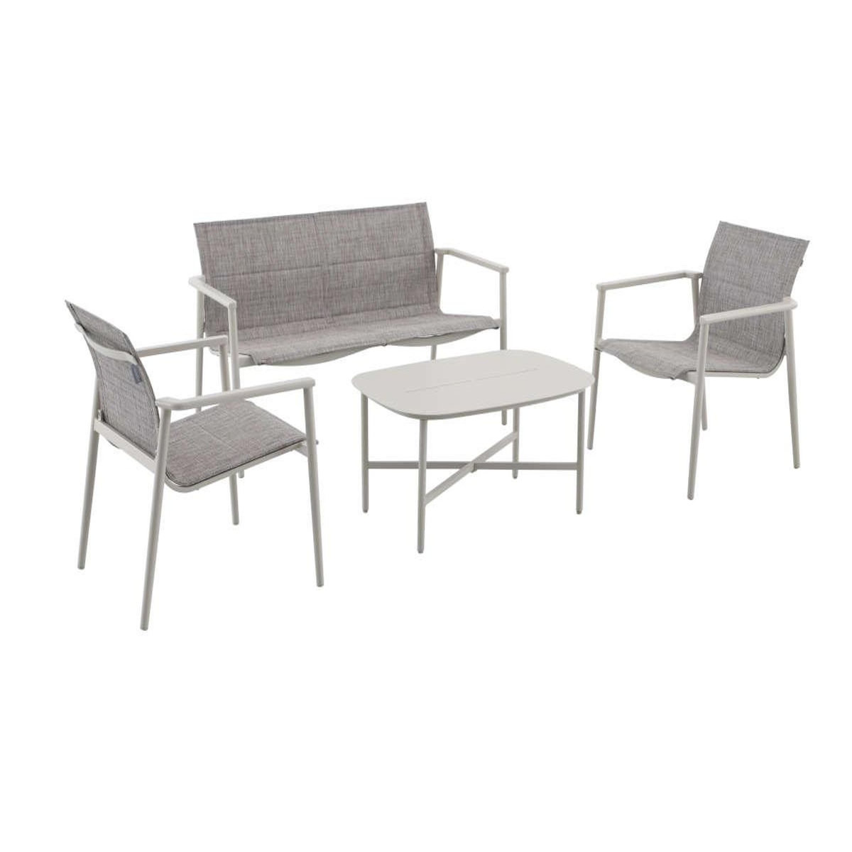 JARDIDECO Salon de jardin alu Occita Beige chiné - 4 places - Jardideco