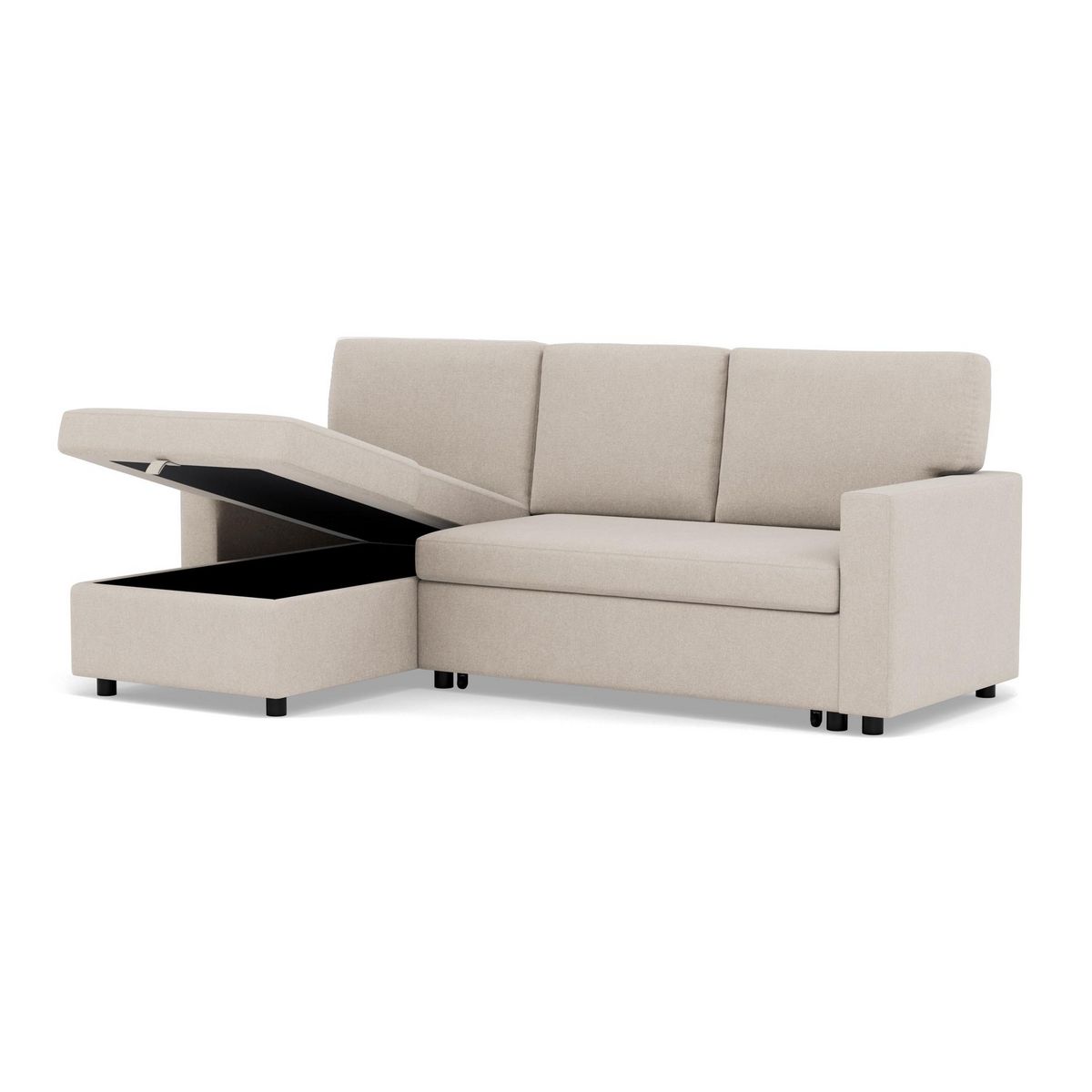 BEST MOBILIER Meiya - canapé d'angle réversible 4 places convertible avec coffre en tissu