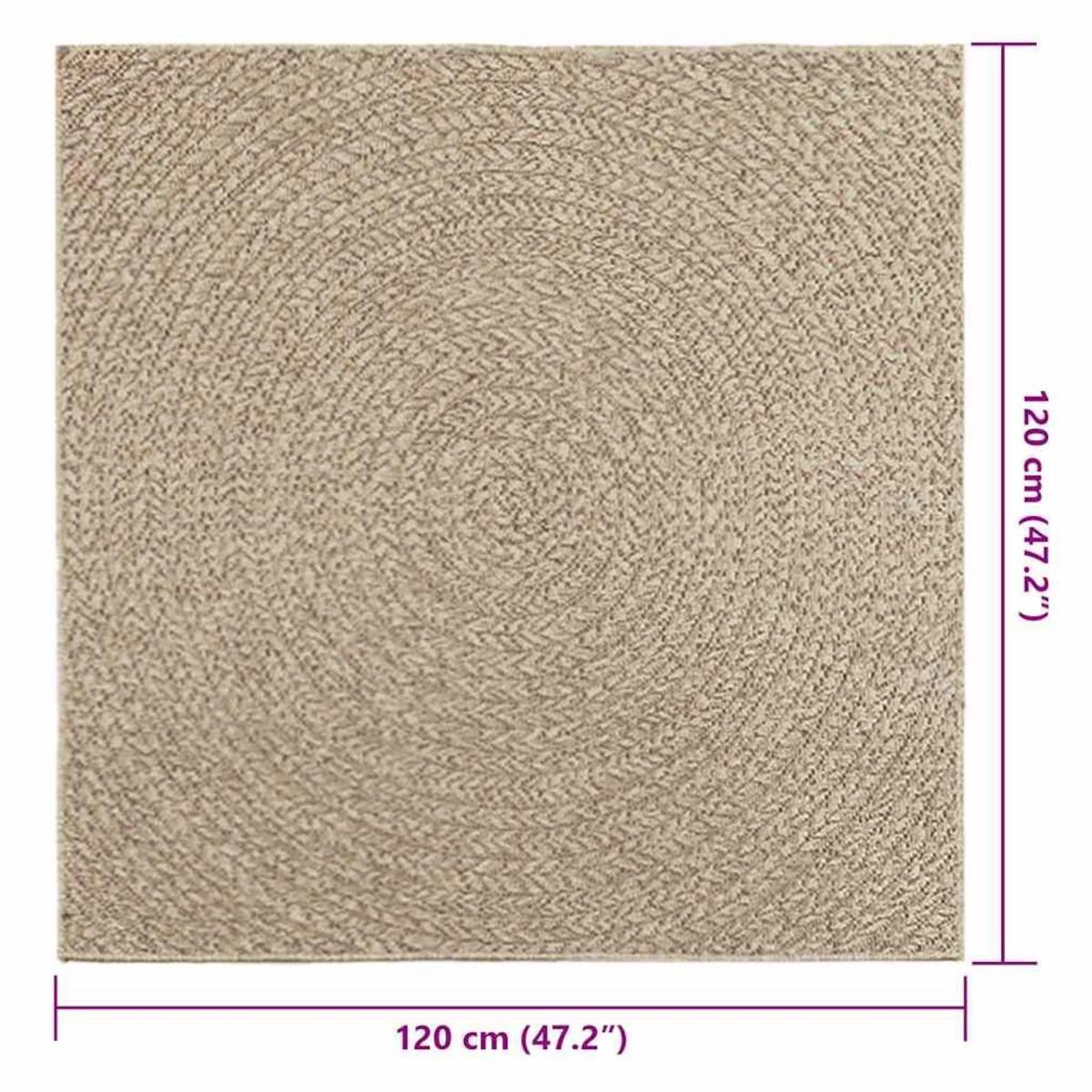 VIDAXL Tapis ZIZUR beige 120x120 cm aspect de jute interieur exterieur