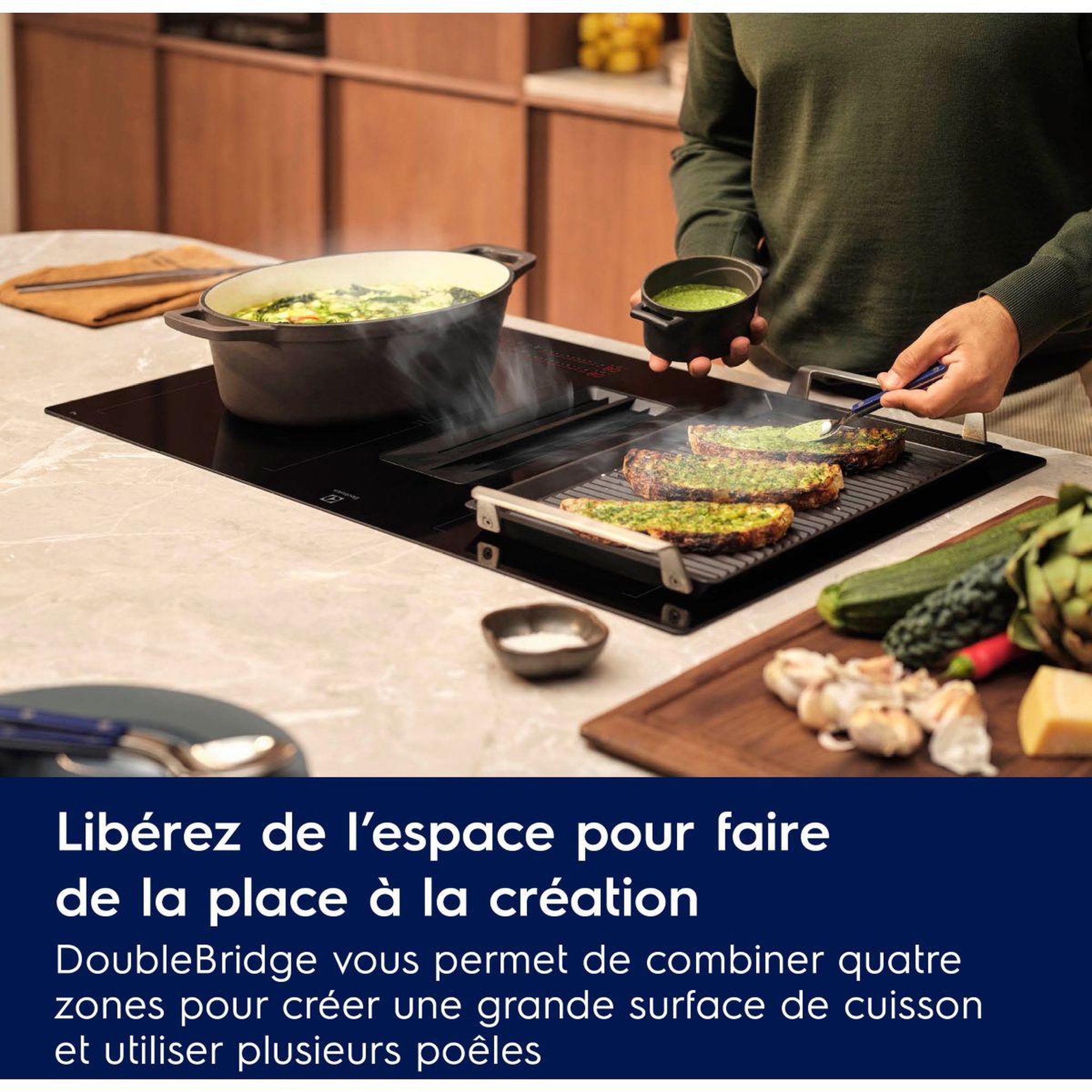 Voir la diapositive 5 : ELECTROLUX Plaque induction aspirante kcc84440 - hotte centrale intégrée 80cm