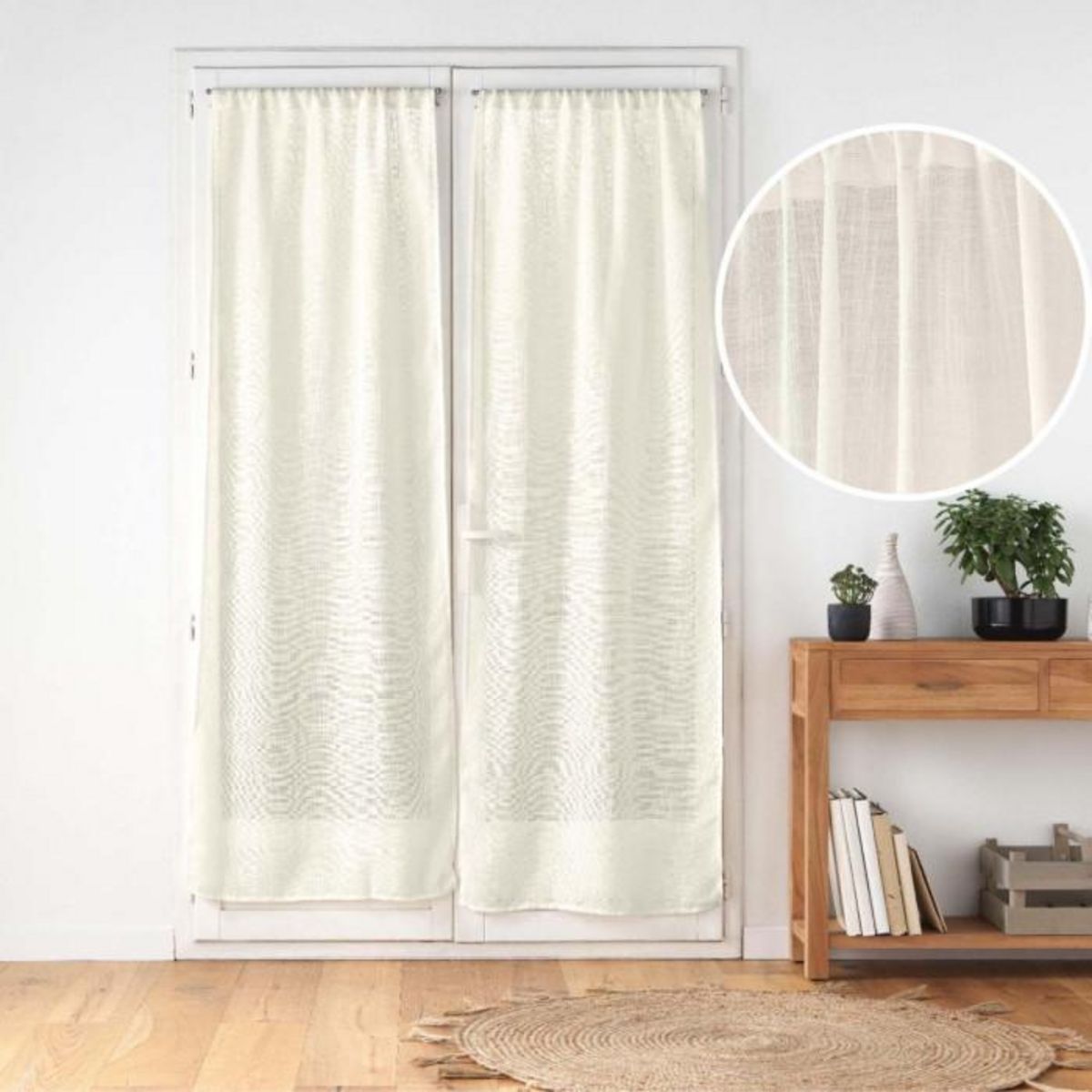 Paris Prix Paire de Voilages Passe-Tringle  Haltona  70x200cm Naturel