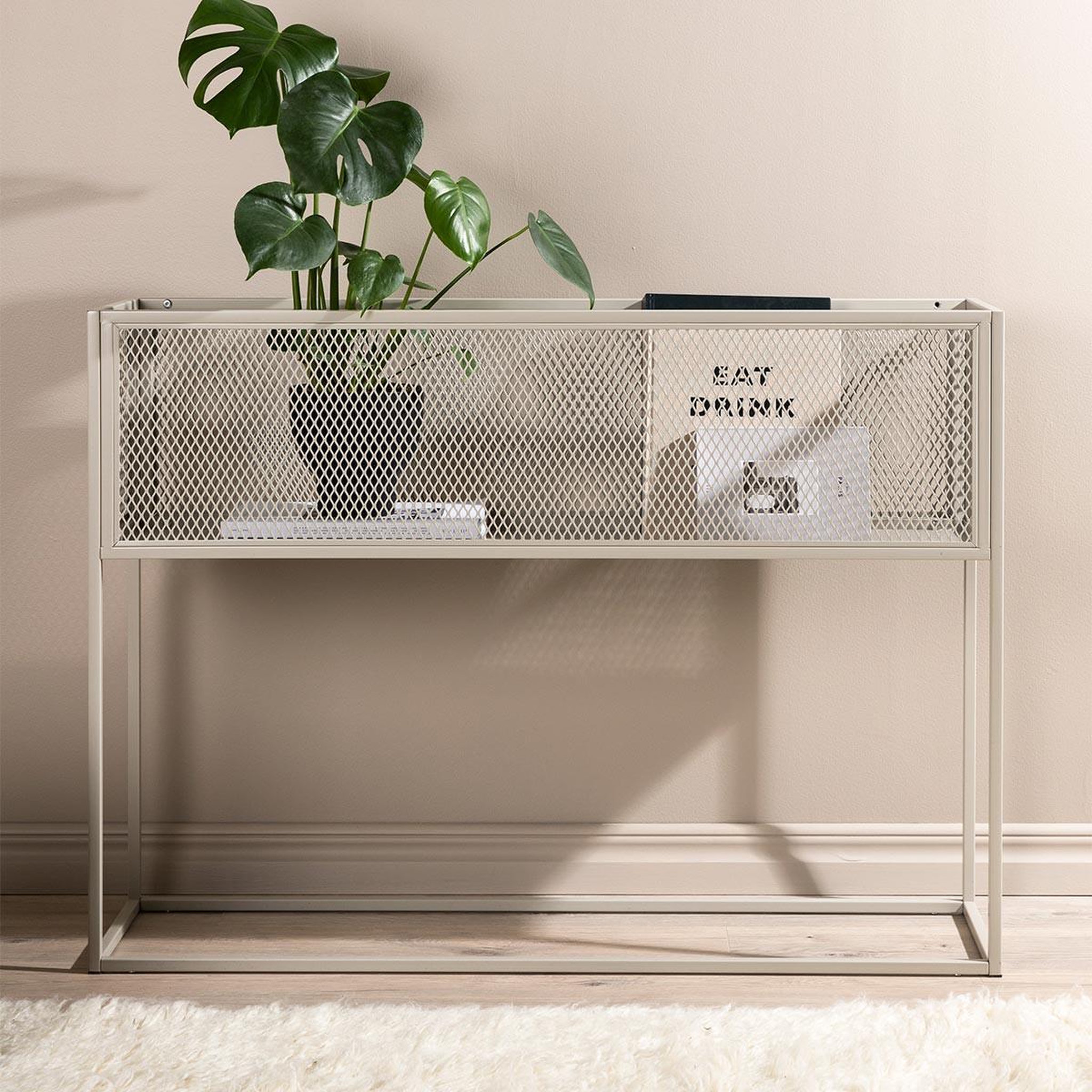 Voir la diapositive 2 : Paris Prix Console design en métal  netz  110cm beige