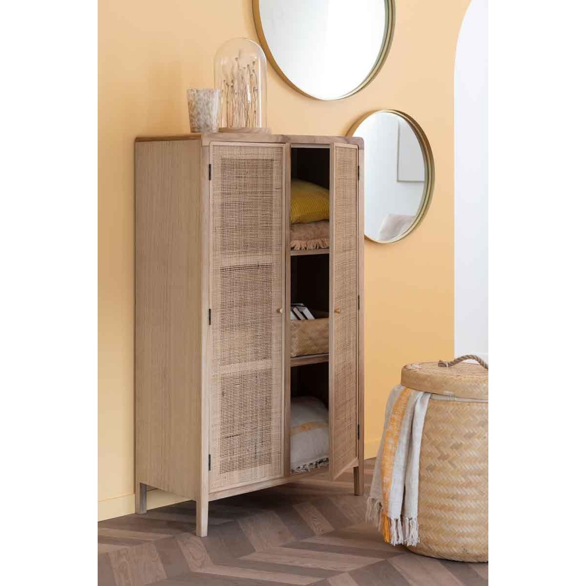 Voir la diapositive 4 : J-LINE Lot de 2 paniers de rangement  selio  57cm naturel