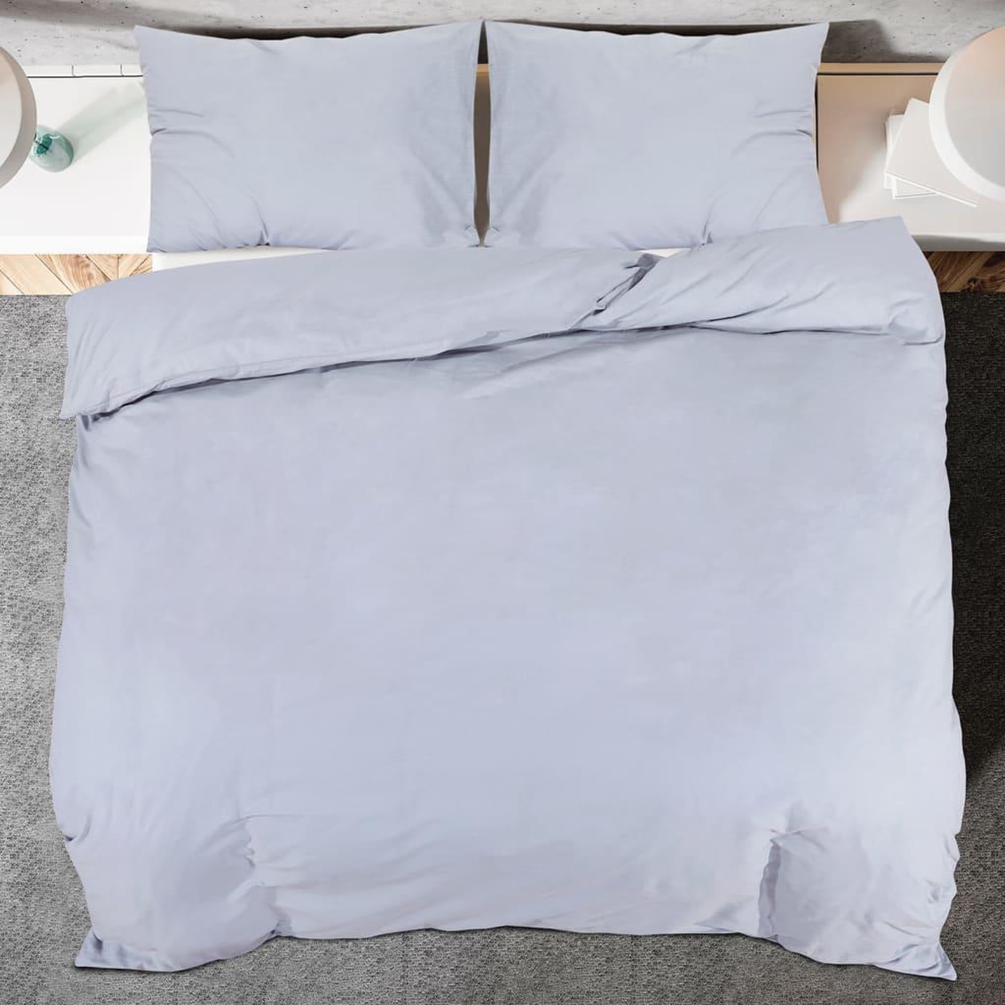 Voir la diapositive 5 : VIDAXL Ensemble de housse de couette Gris 155x220 cm Microfibre legere
