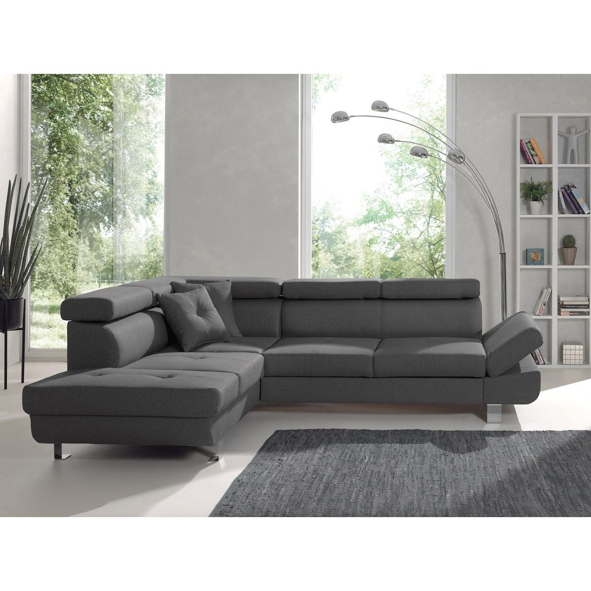 BEST MOBILIER Lisbona - canapé d'angle gauche convertible - 5 places - avec têtières