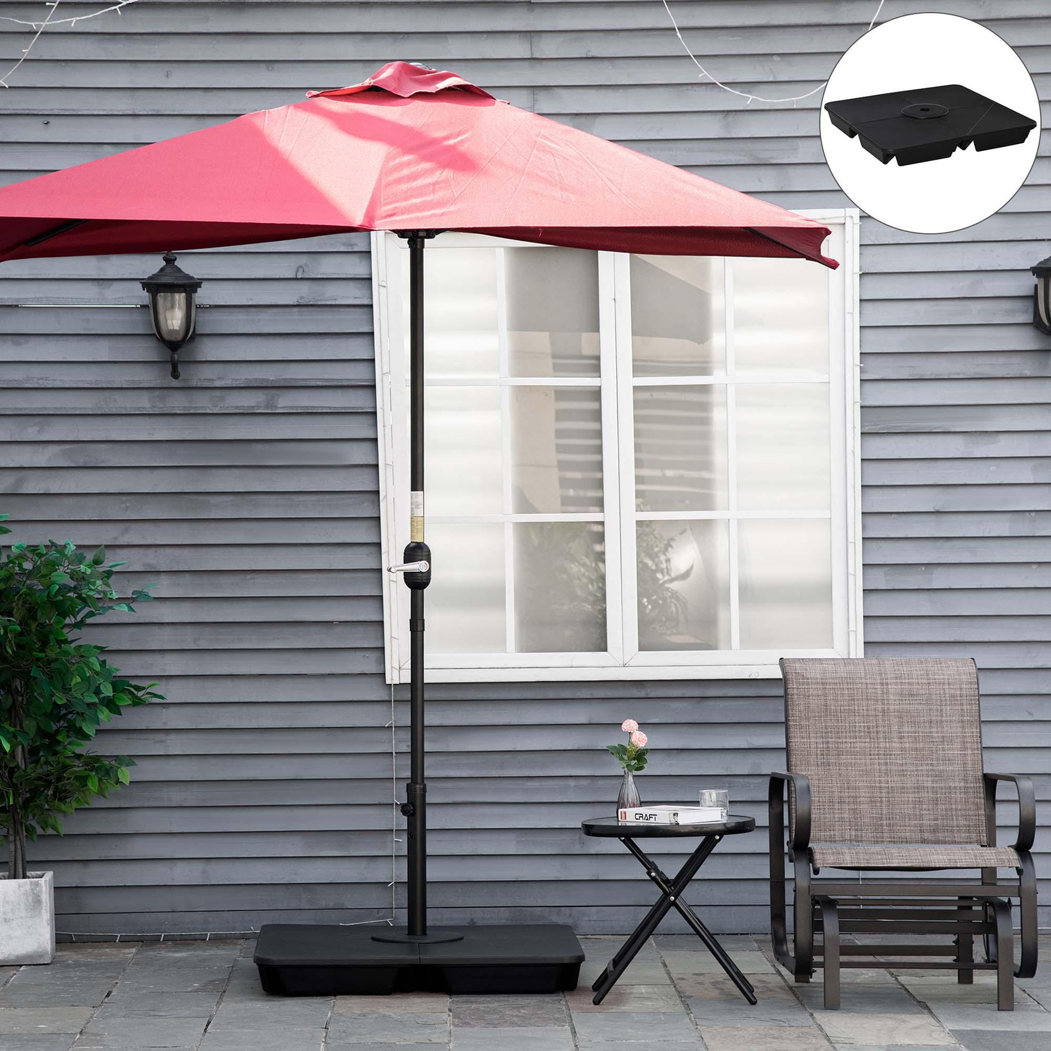 Voir la diapositive 2 : OUTSUNNY Lot de 4 poids de lestage pour parasols déportés piètement croix Ø mât 4,8 cm polypropylène texturé noir
