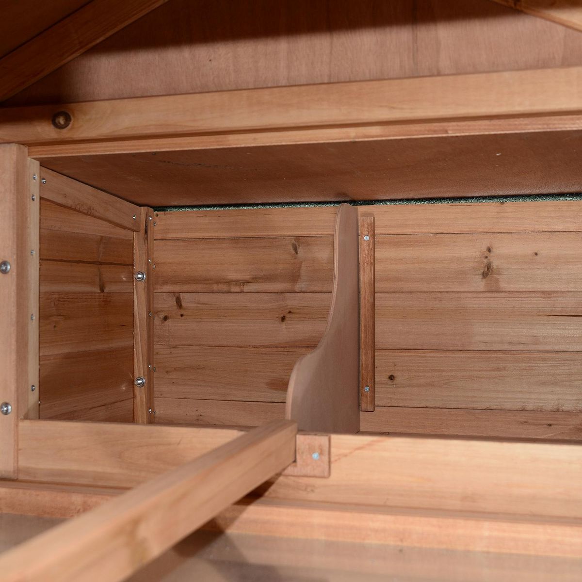 HOMCOM Poulailler clapier modèle chalet multi-équipé : rampes, nichoirs, perchoirs, plateau excrément, fenêtre, portes bois massif