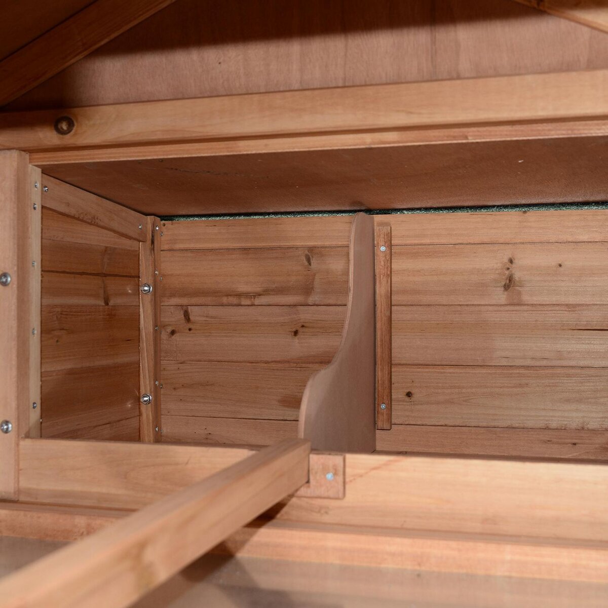 HOMCOM Poulailler clapier modèle chalet multi-équipé : rampes, nichoirs, perchoirs, plateau excrément, fenêtre, portes bois massif