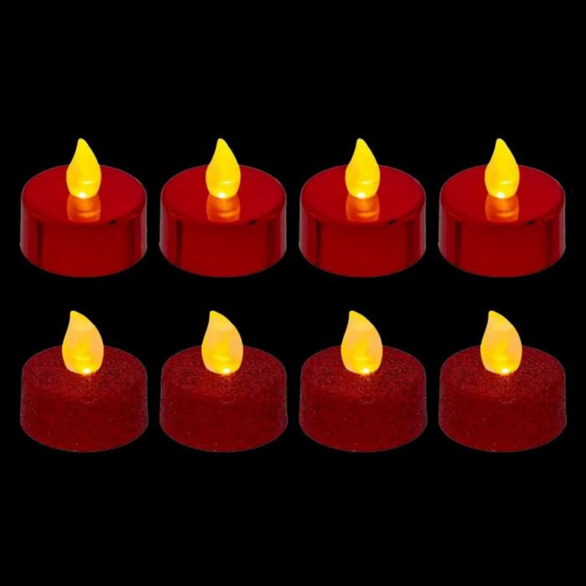 ATMOSPHERA Lot de 8 Bougies Led  Colorama  4cm Rouge