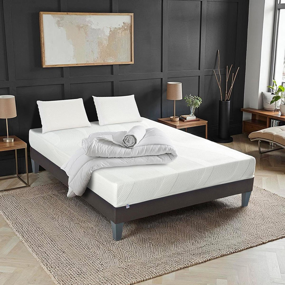 BELLECOUR BELLECOUR LITERIE | Pack Prêt à dormir PARIS | Matelas Mémoire de forme + Sommier + Accessoires